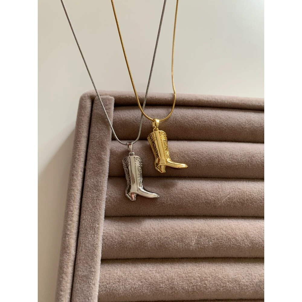 Çelik bohem kovboy çizme kolye