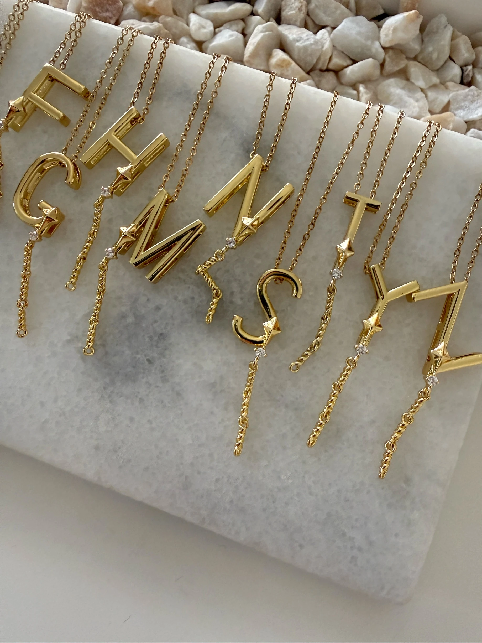 Kutup yıldızı harf kolye