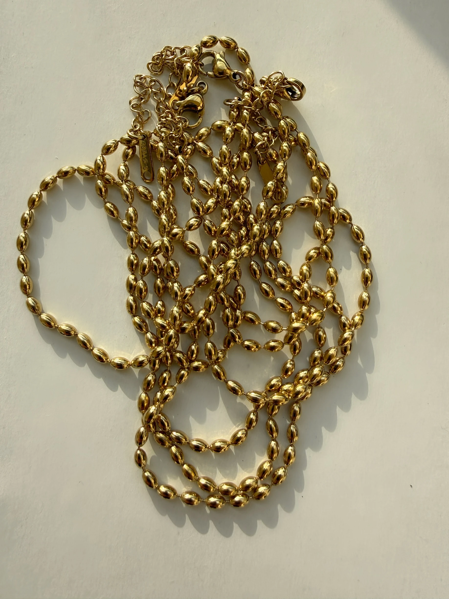 Çelik mini arpa boncuk kolye