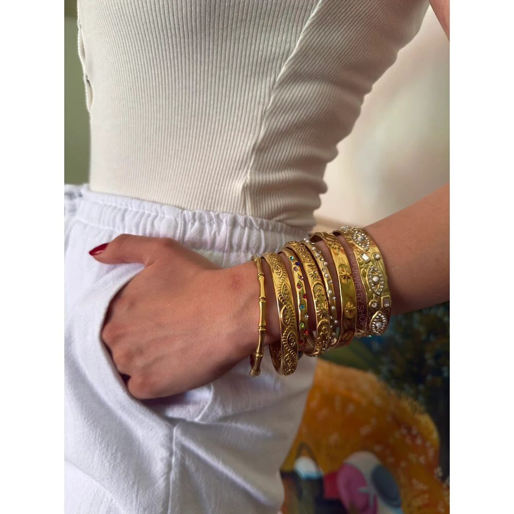 Çelik vintage minimal rainbow kelepçe