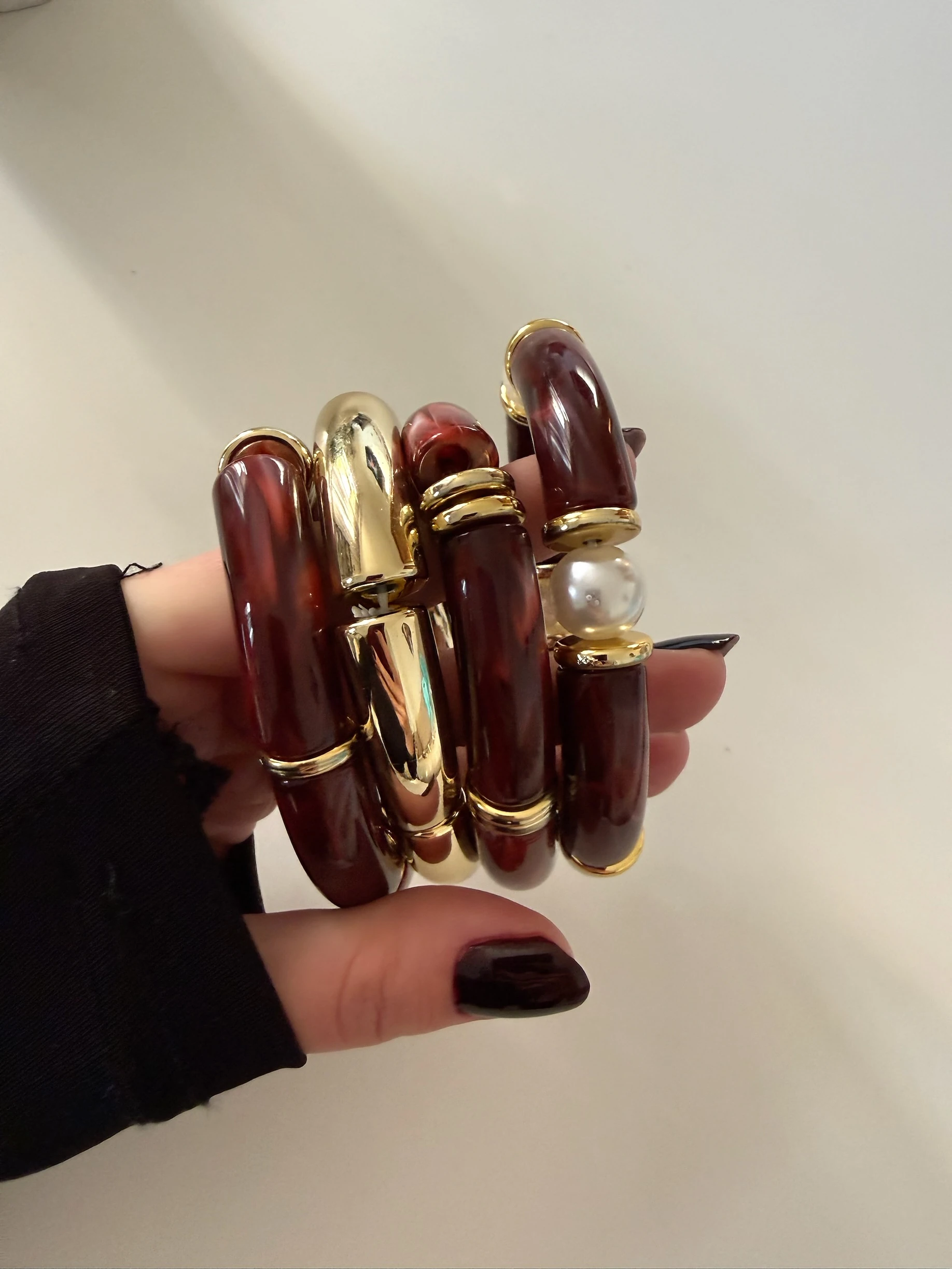 Bordo bohem bileklik seti