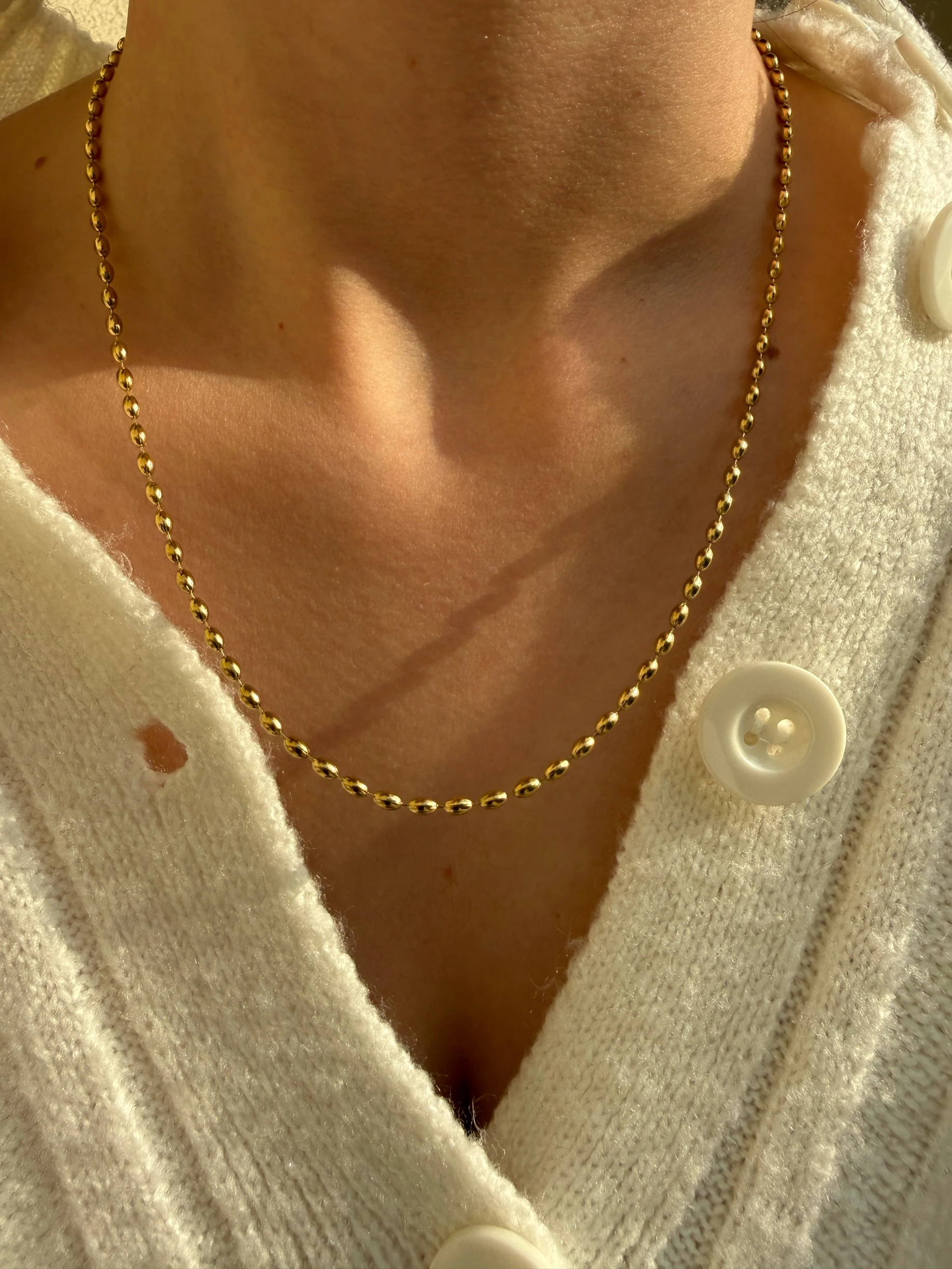 Çelik mini arpa boncuk kolye