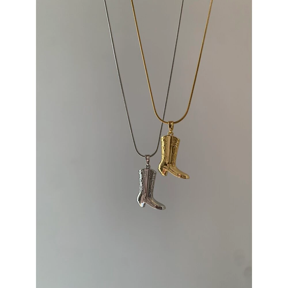 Çelik bohem kovboy çizme kolye