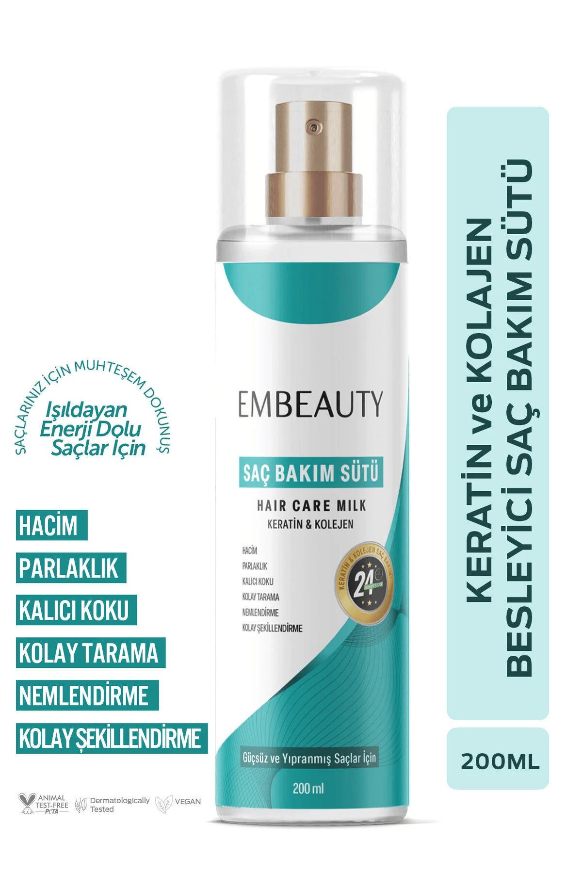 EMBEAUTY Besleyici Keratin Kolajen Saç Bakım Sütü 200 ml