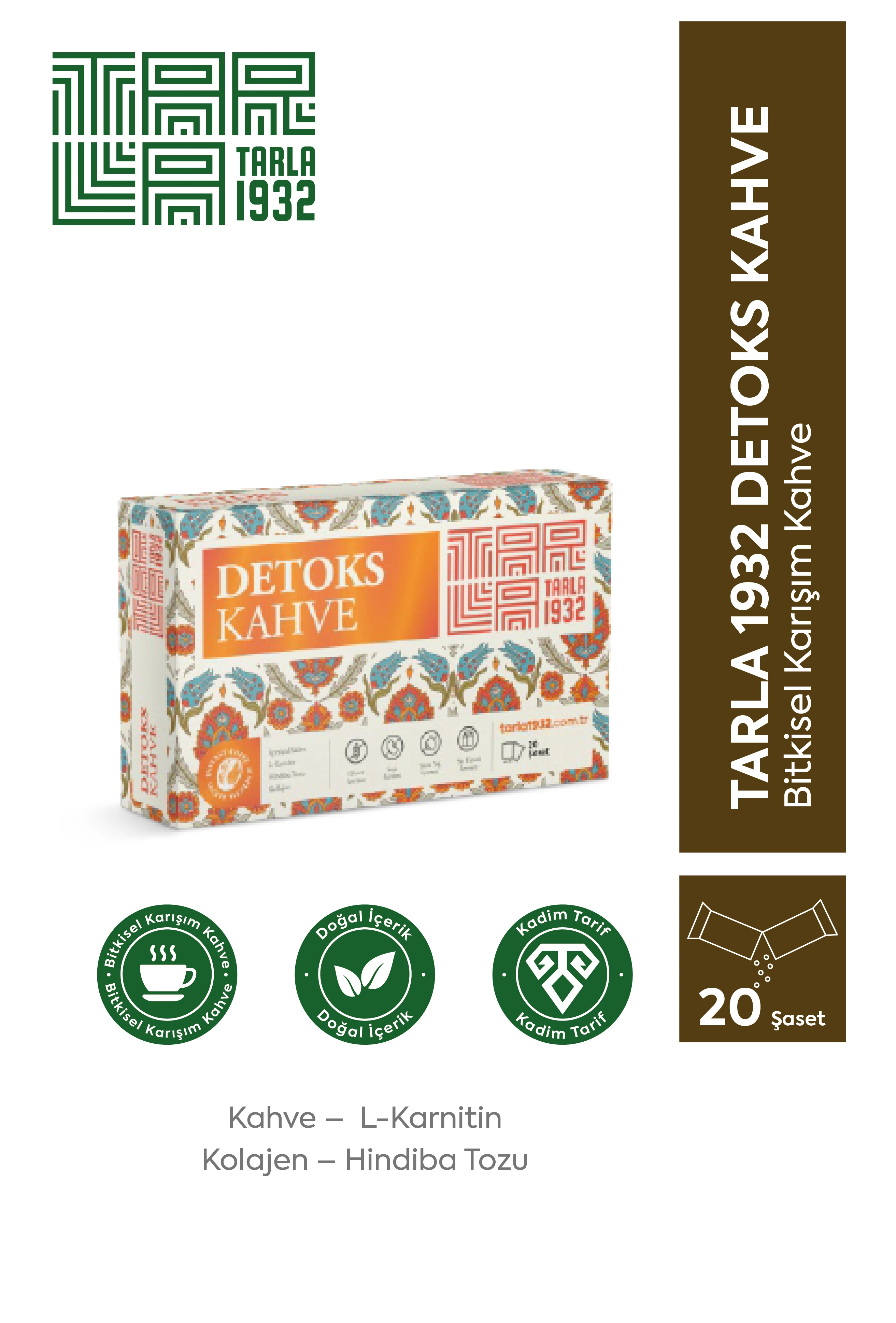 Tarla 1932 Detoks Kahve - Spesiyal Kahve, L-Karnitin, Hindiba Ve Kolajen - 20 Saşe