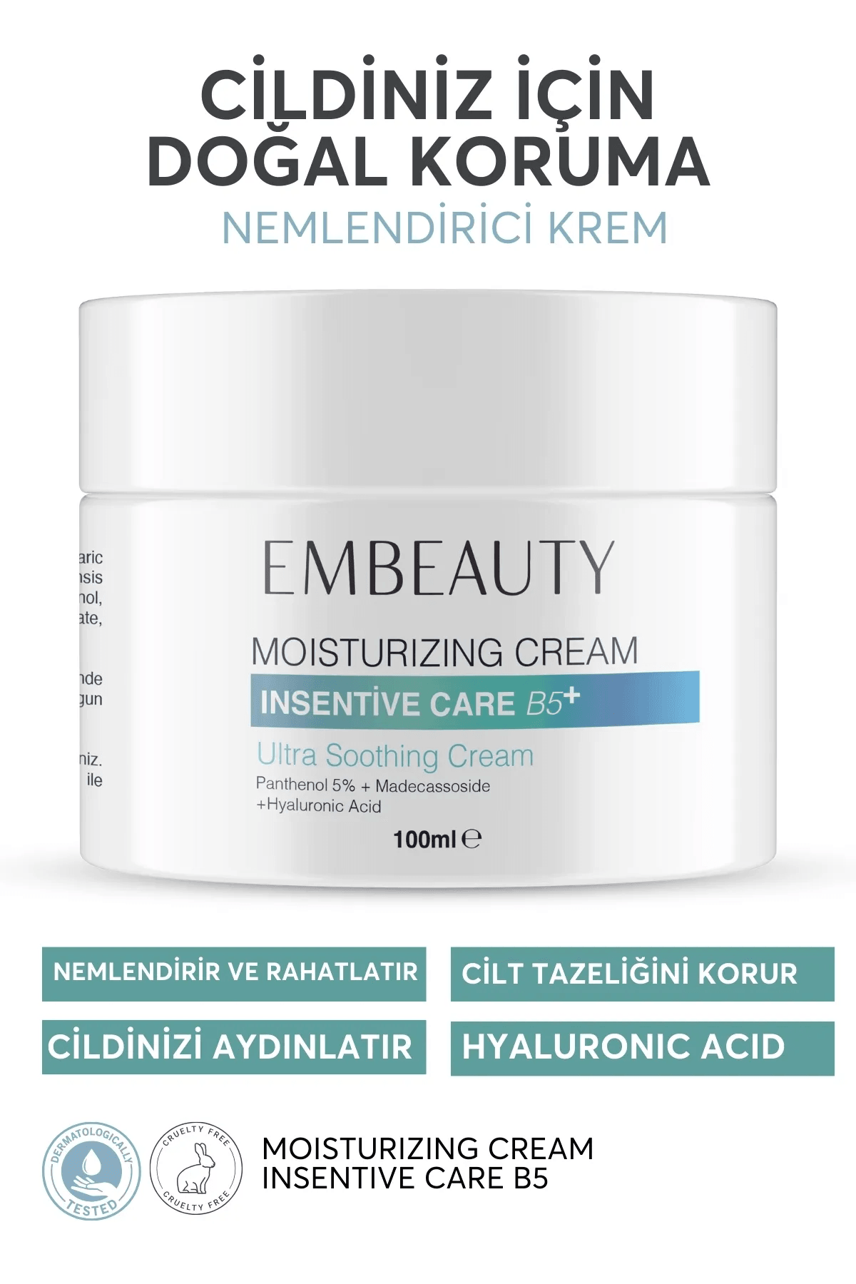 EMBEAUTY Hyalüronik Asit ve Panthenol İçerikli Yoğun Nemlendirici Krem