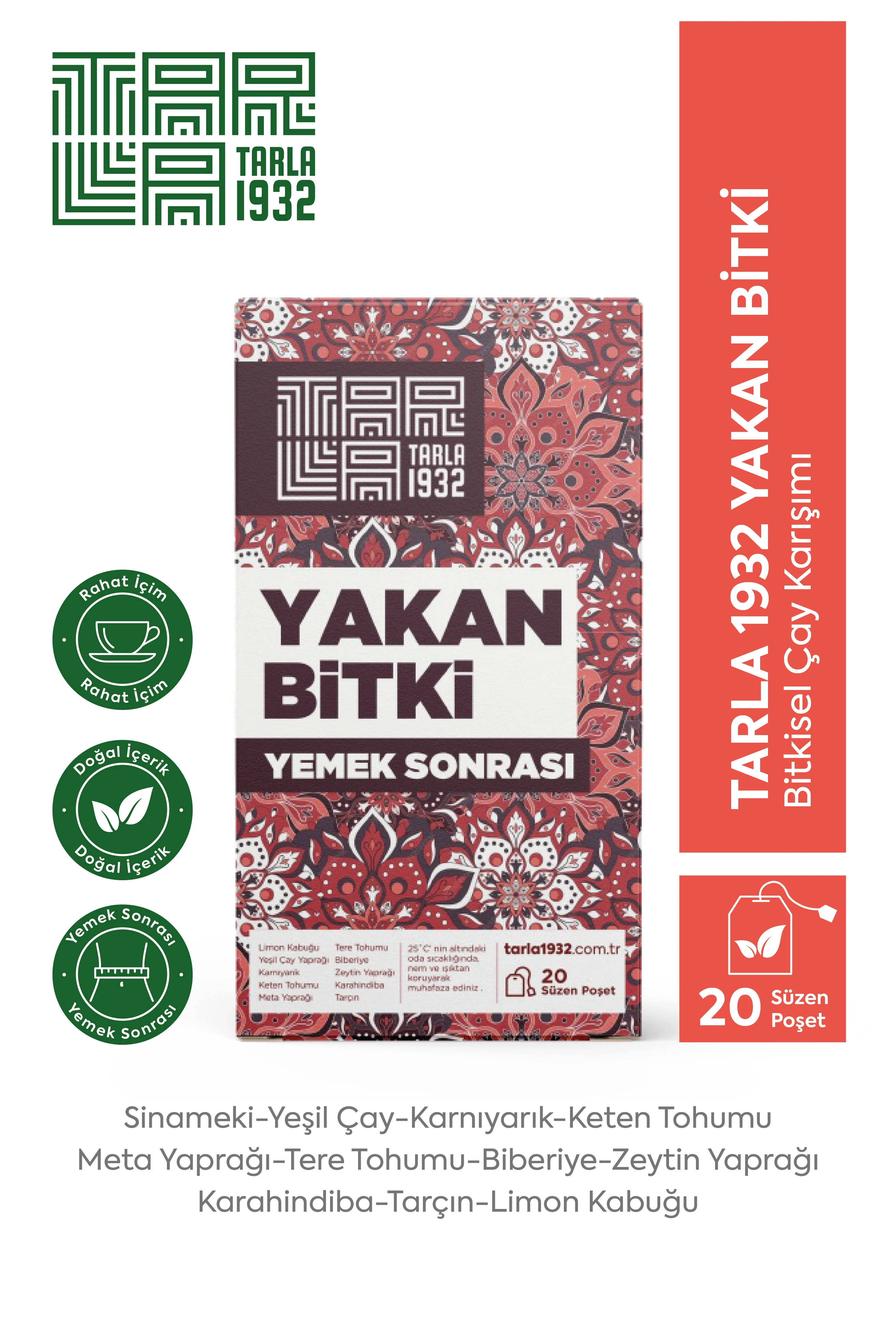 Tarla 1932 Yakan Bitki Çayı | Doğal Bitki Karışımı | Sıfır Kimyasal Özel Bitki Formülleri