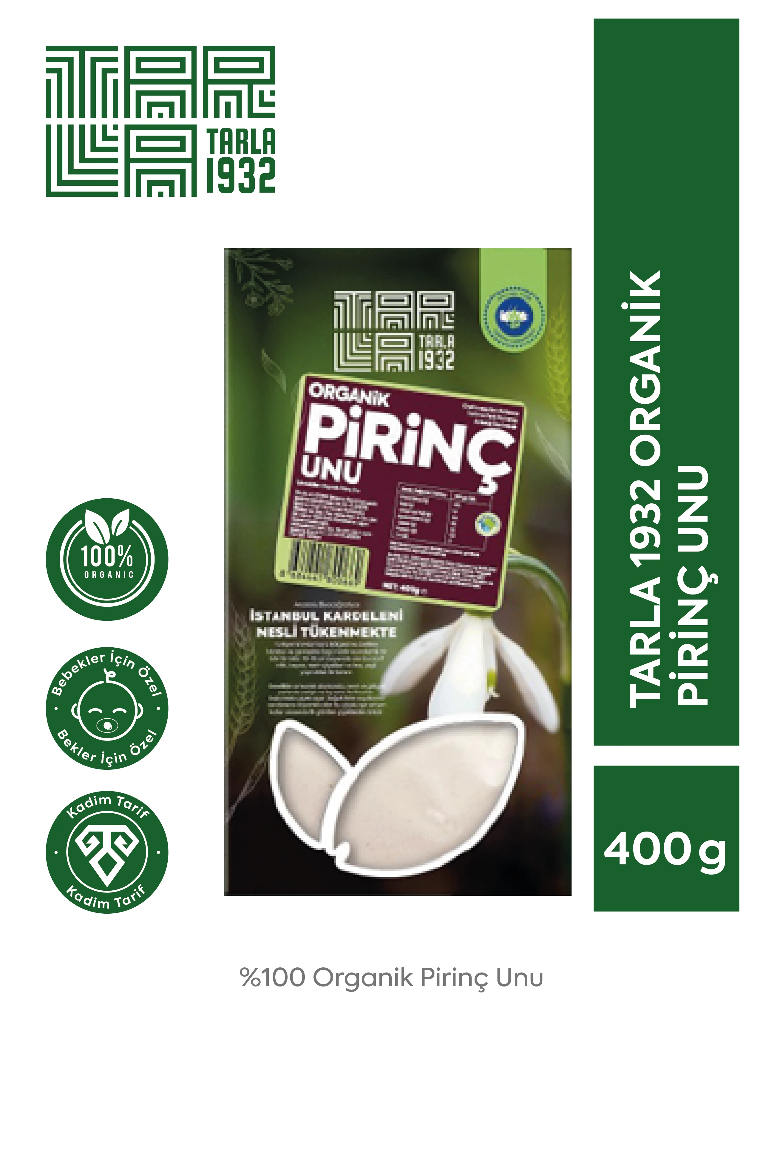 Tarla 1932 Organik Pirinç Unu | Katkısız & Doğal | 400 gr