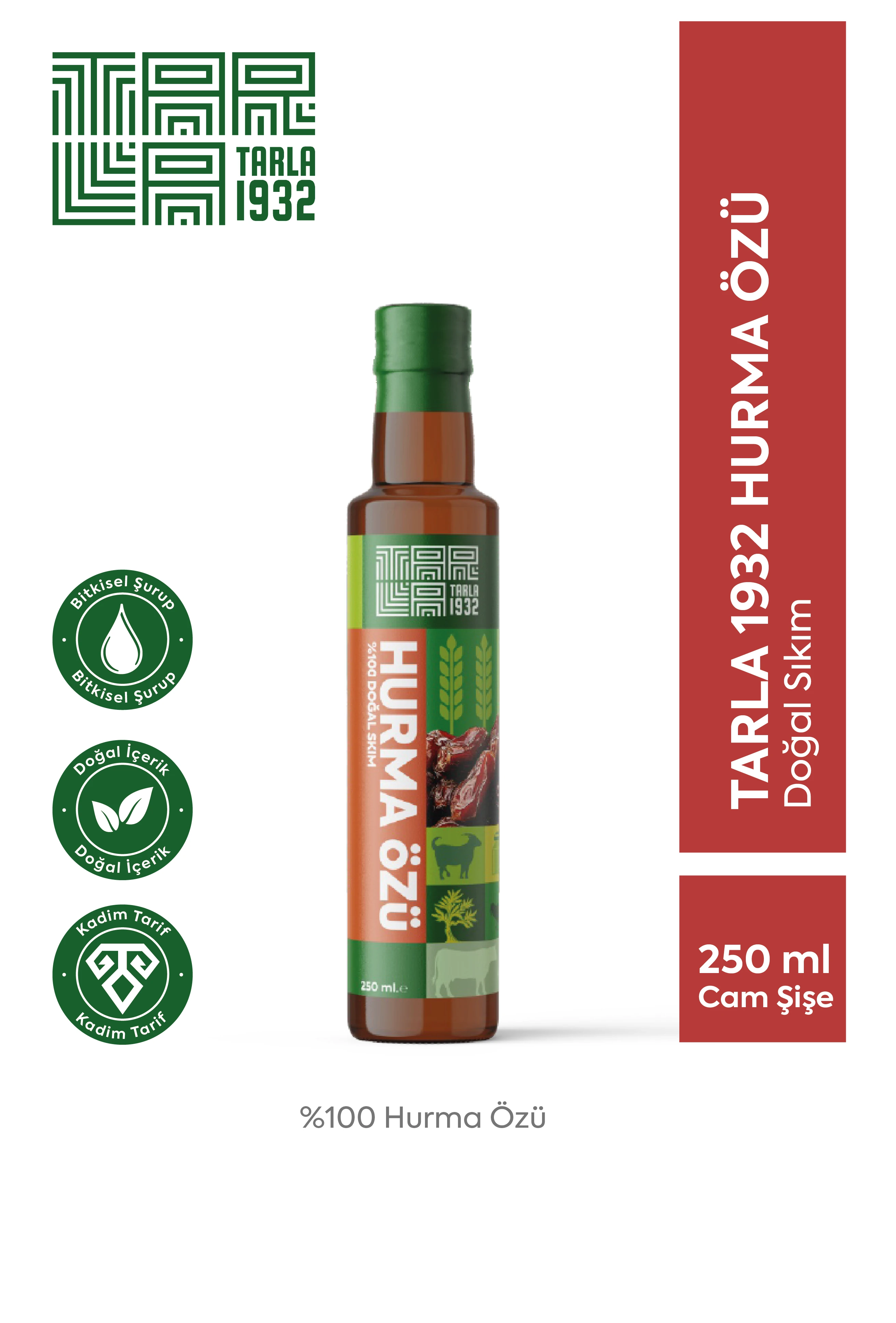 Tarla 1932 Hurma Özü | Soğuk Sıkım, Doğal & Katkısız | 250 ml