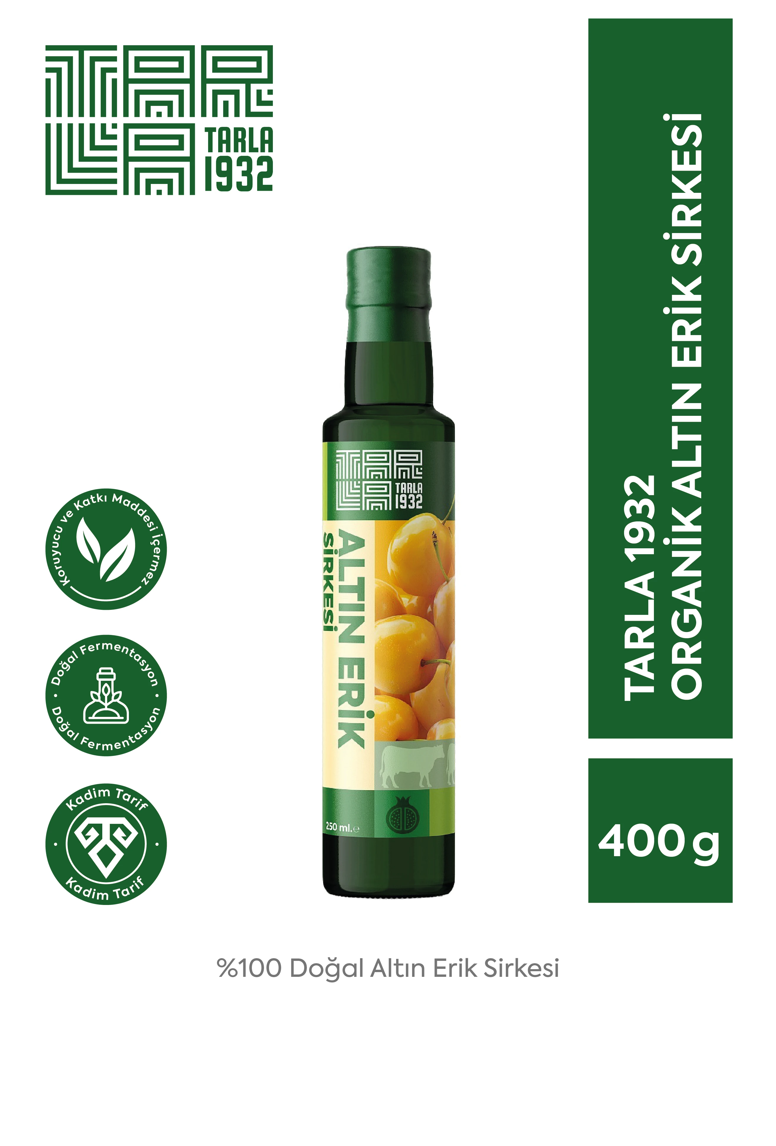 Tarla 1932 Altın Erik Sirkesi 250 ml | Doğal Fermantasyon