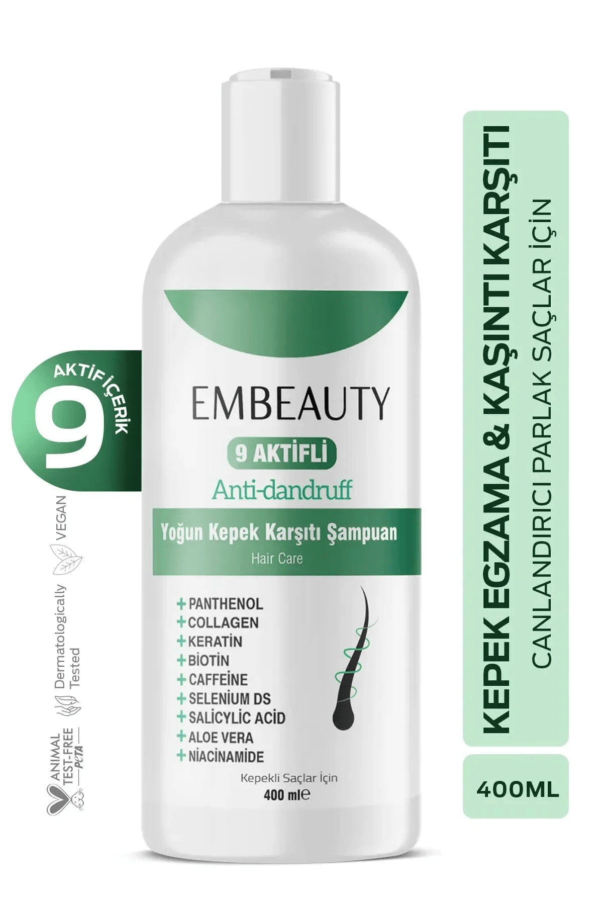 EMBEAUTY 9 Aktifli Kepek Karşıtı Tuzsuz Sampuan 400 ml