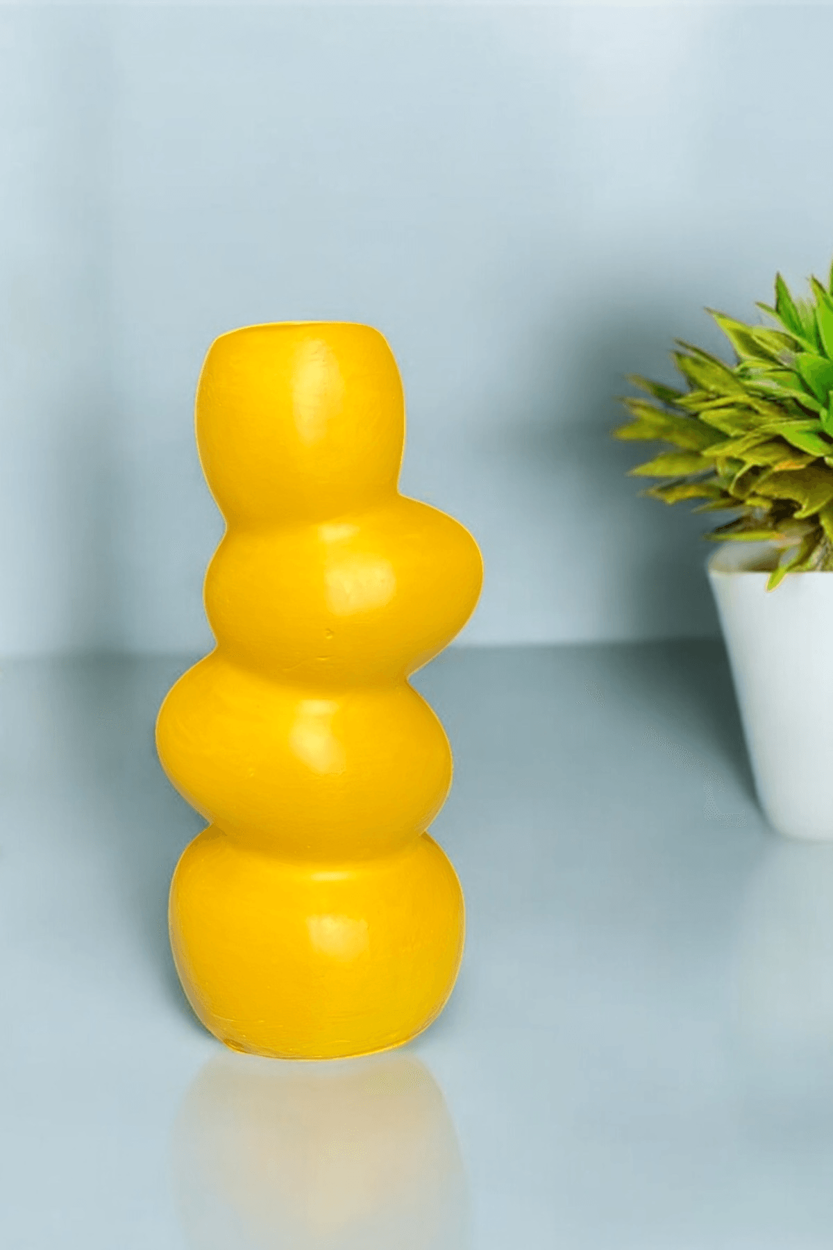 El Yapımı Taş Tozu Dekoratif Vazo | Modern Tasarım | 17 cm | Yapay Çiçeklik | Minimal Ev Dekoru