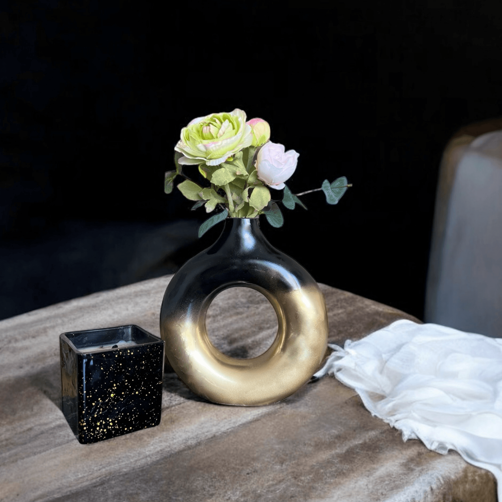 Dekoratif El Yapımı Vazo | İskandinav Stil | Taş Tozu | Modern Ev Aksesuarı | 7 Renk | 18-20 cm
