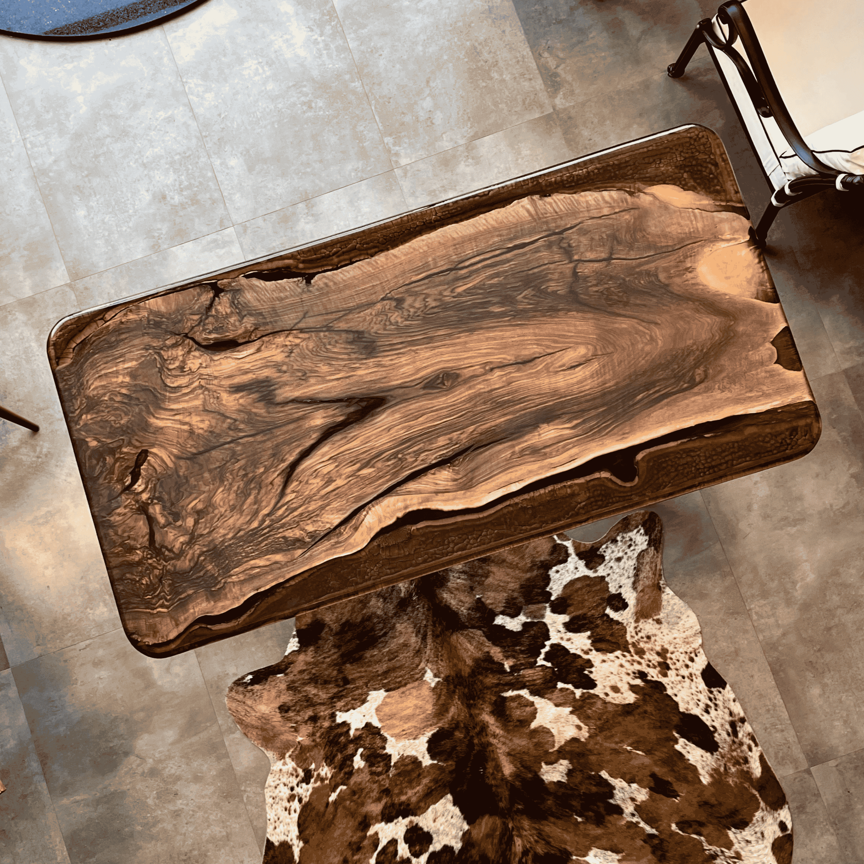 Handcrafted Solid Walnut and Brown Epoxy Table – Customizable Epoxy Color and Wood Options  