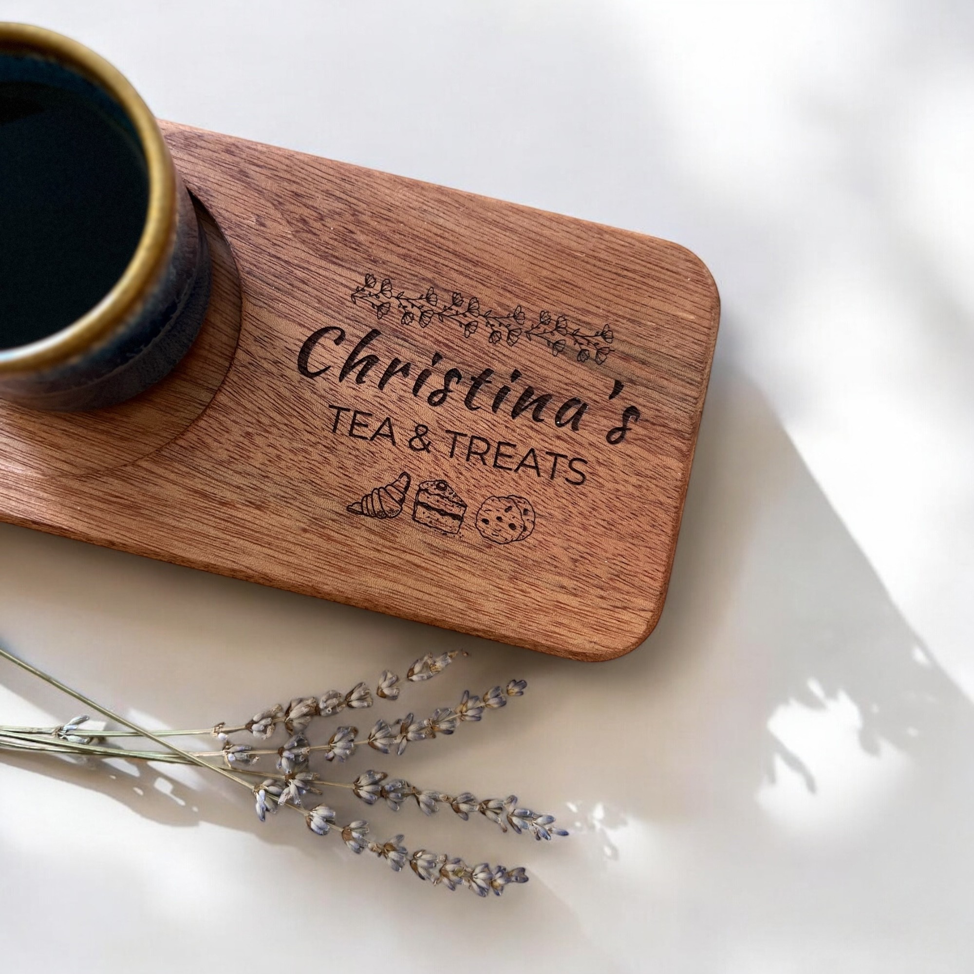 Personalized Sipo Wood Coffee Serving Tray