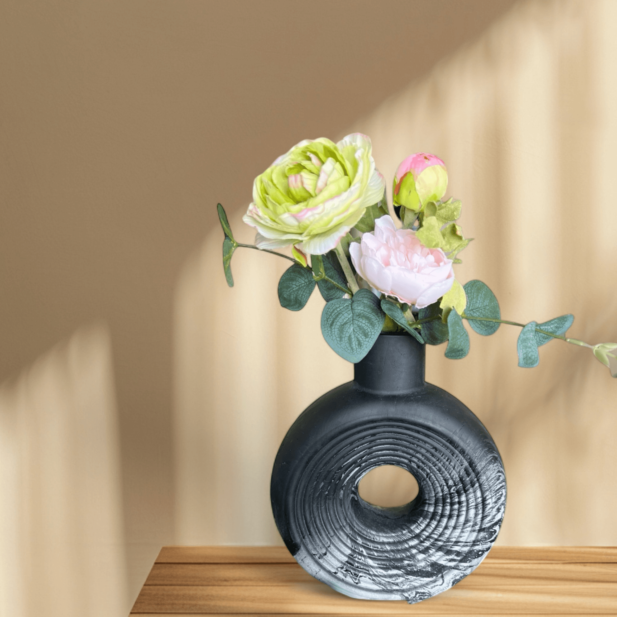 El Yapımı Beton İskandinav Vazo | Minimalist Dekor | Çift Renkli Taş Tozu Vazo | Modern Ev Aksesuarı