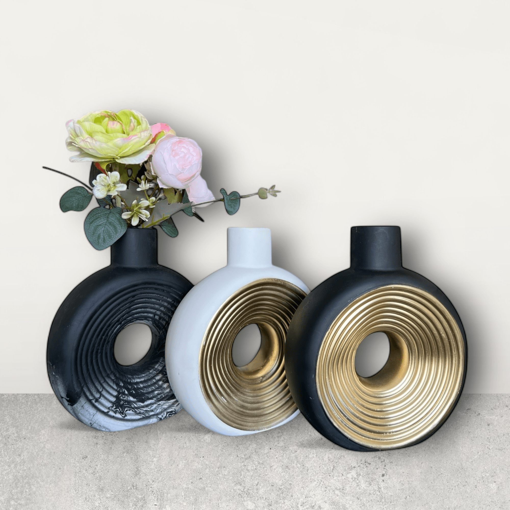 El Yapımı Beton İskandinav Vazo | Minimalist Dekor | Çift Renkli Taş Tozu Vazo | Modern Ev Aksesuarı