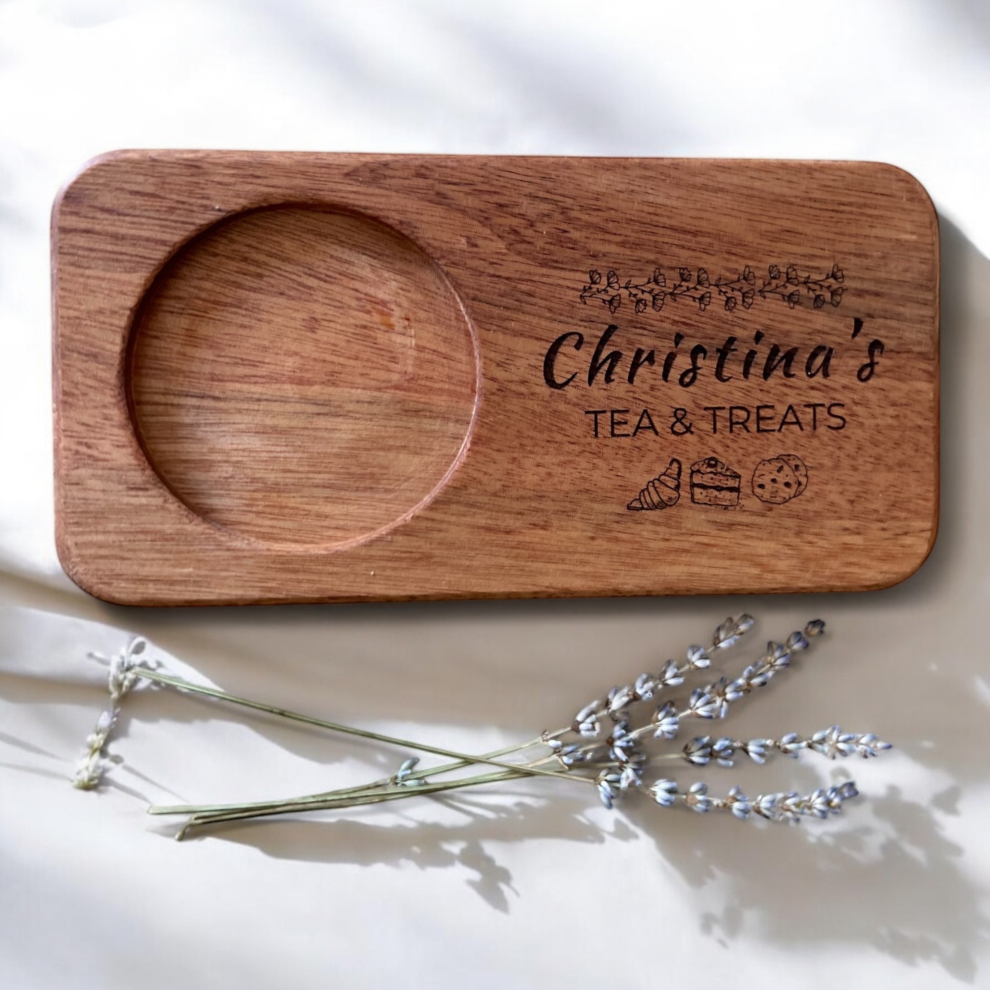 Personalized Sipo Wood Coffee Serving Tray