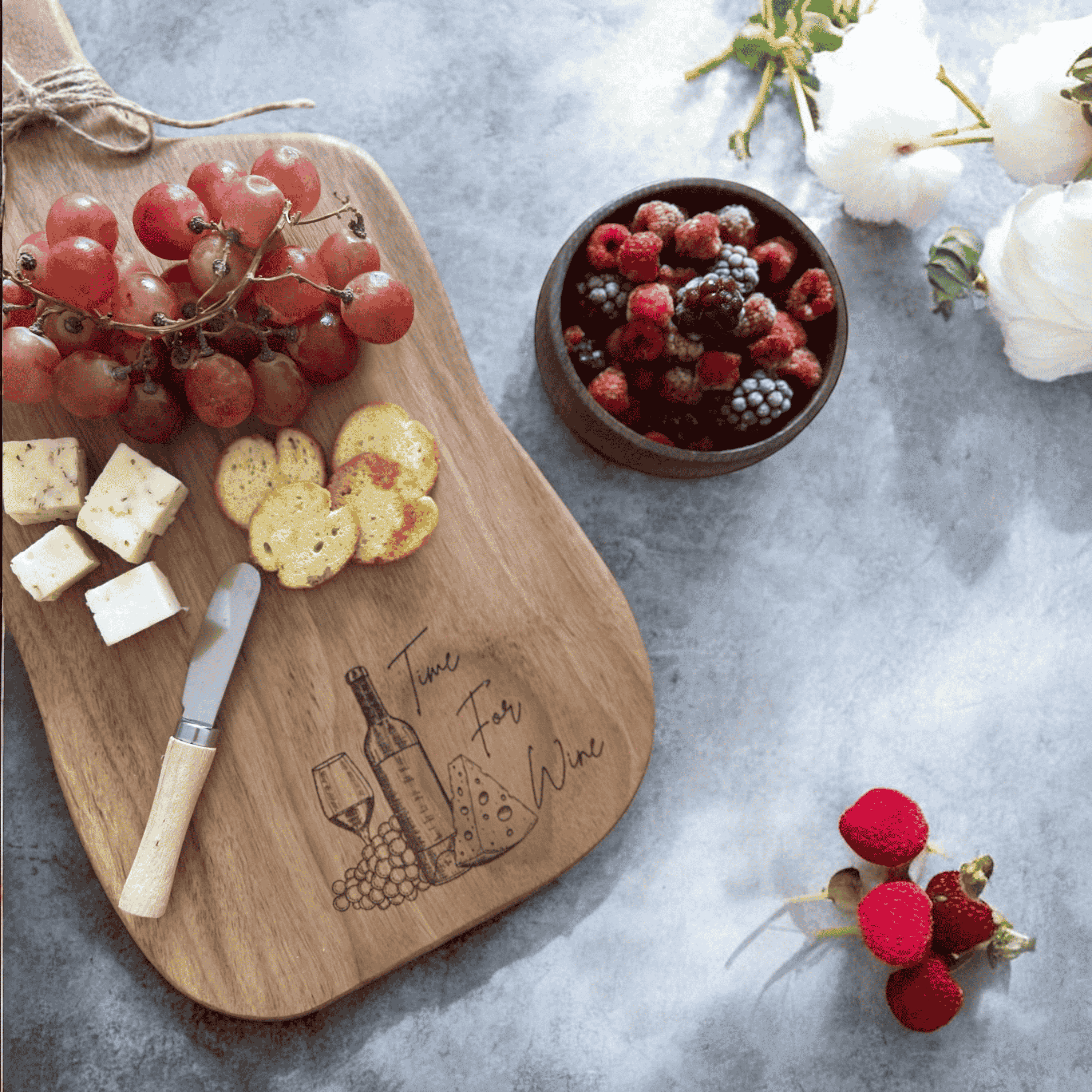 Handcrafted Walnut Wood Charcuterie and Cutting Board – Wine and Cheese Serving Platter, Customizable Wooden Serving Board  