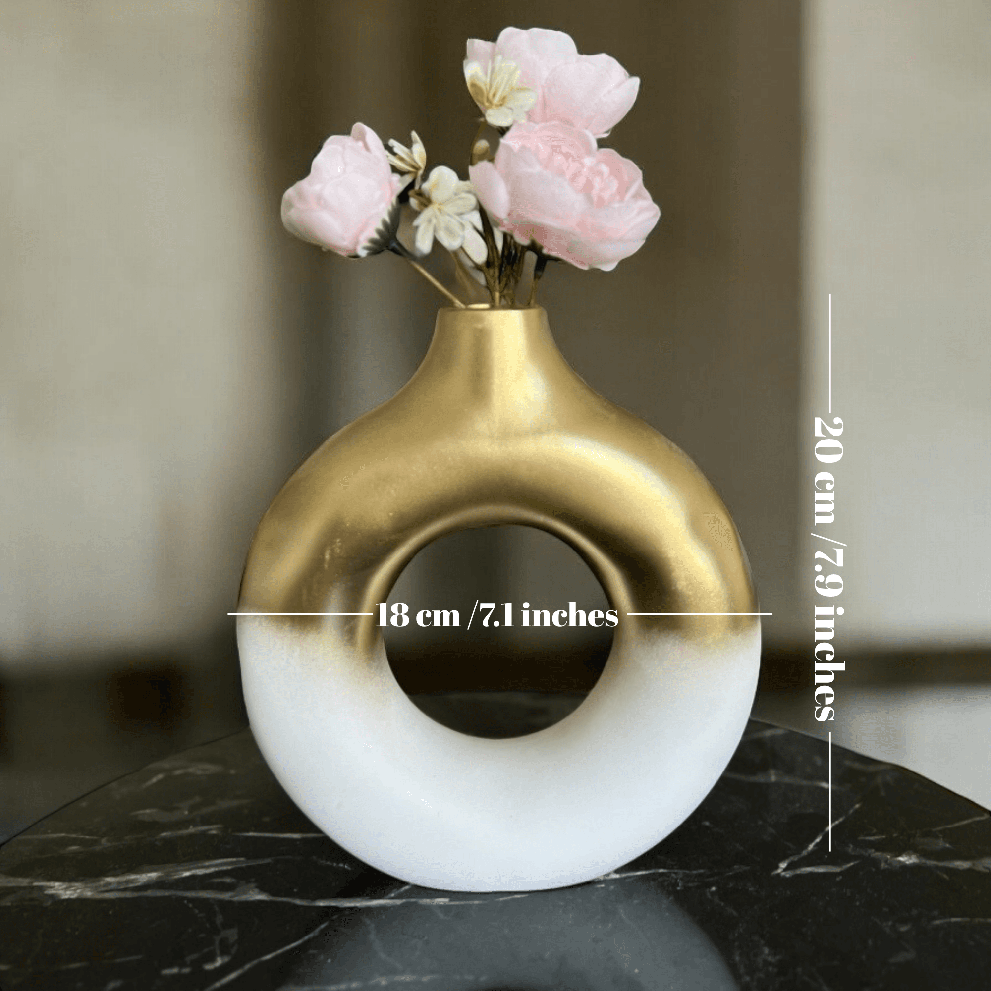 Dekoratif El Yapımı Vazo | İskandinav Stil | Taş Tozu | Modern Ev Aksesuarı | 7 Renk | 18-20 cm