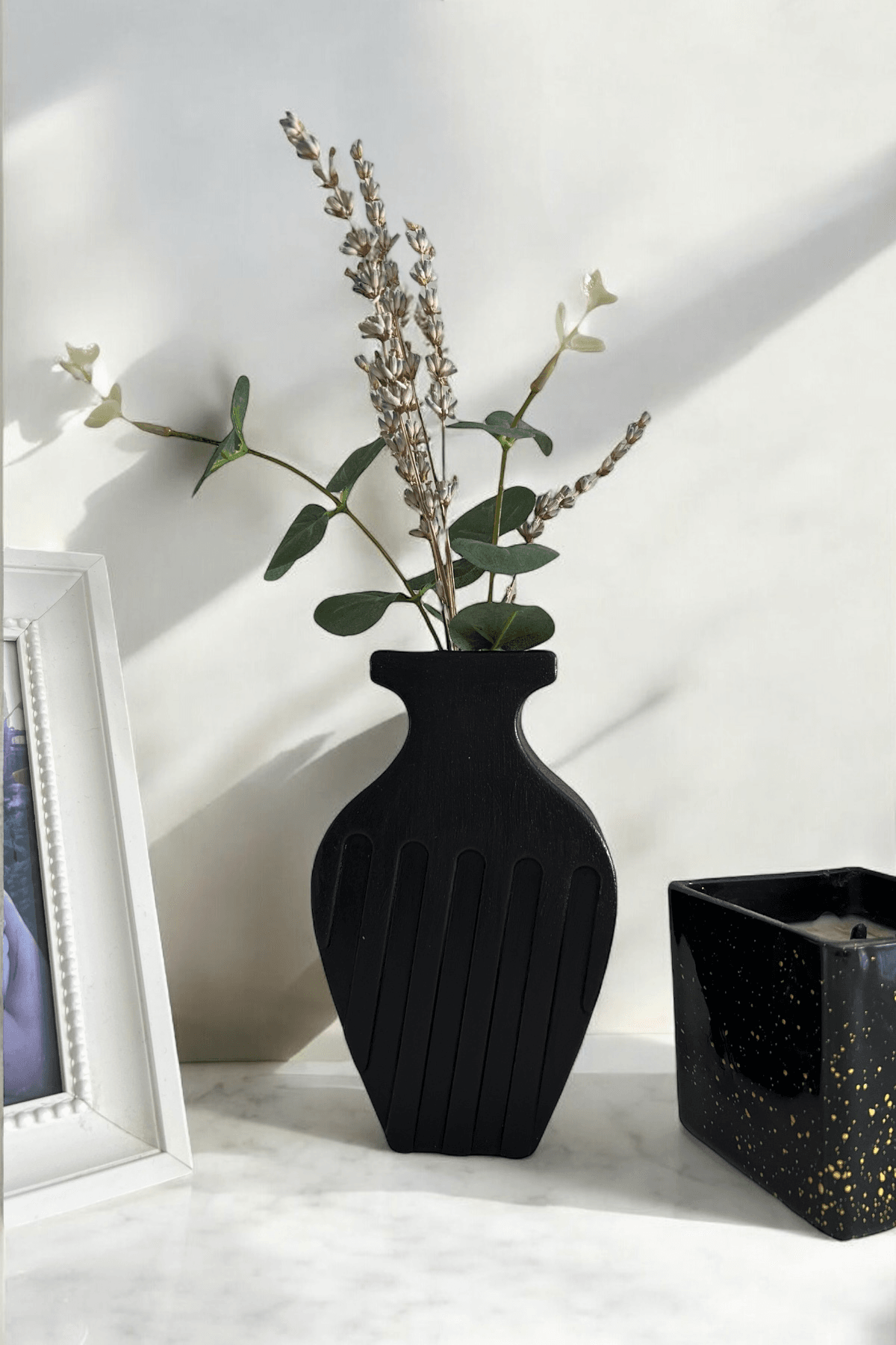 El Yapımı Taş Tozu Minimalist Dekoratif Vazo | Modern Rustik Ev Aksesuarı ve Hediye