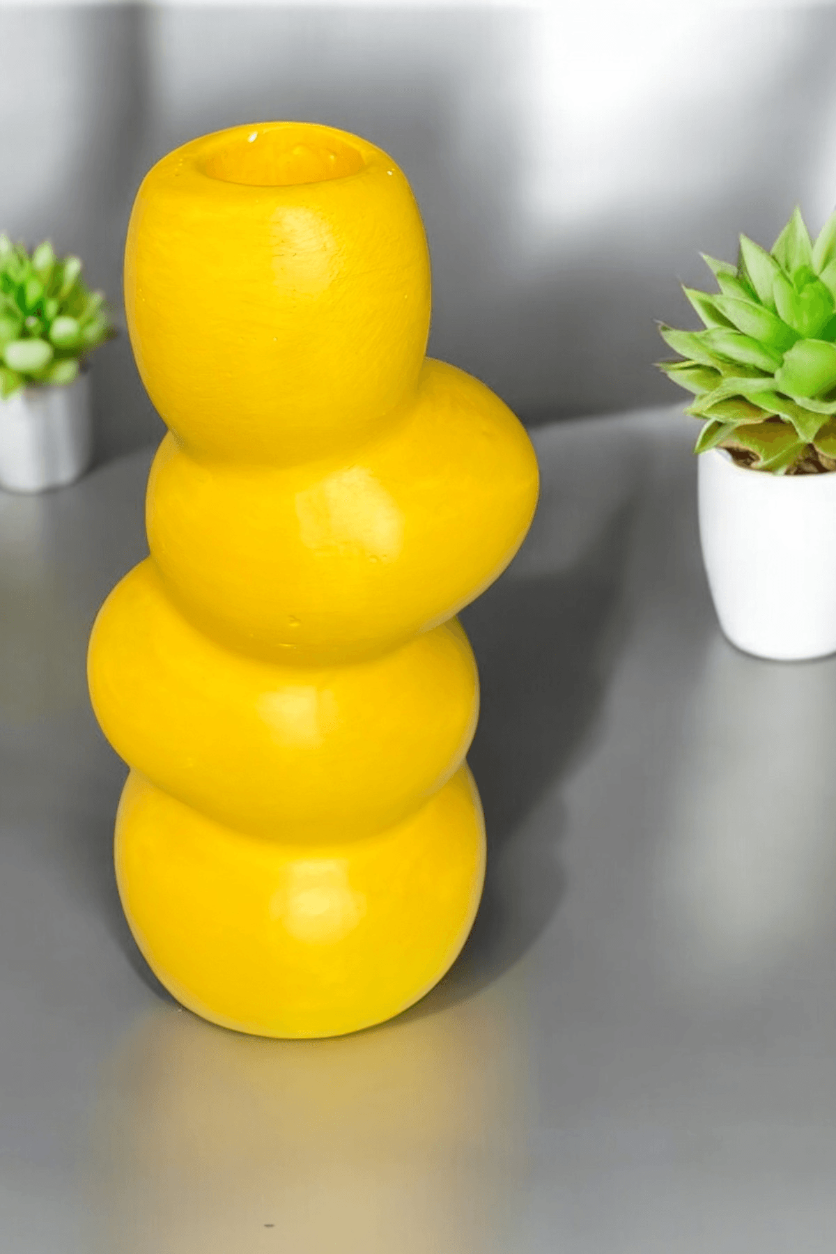 El Yapımı Taş Tozu Dekoratif Vazo | Modern Tasarım | 17 cm | Yapay Çiçeklik | Minimal Ev Dekoru