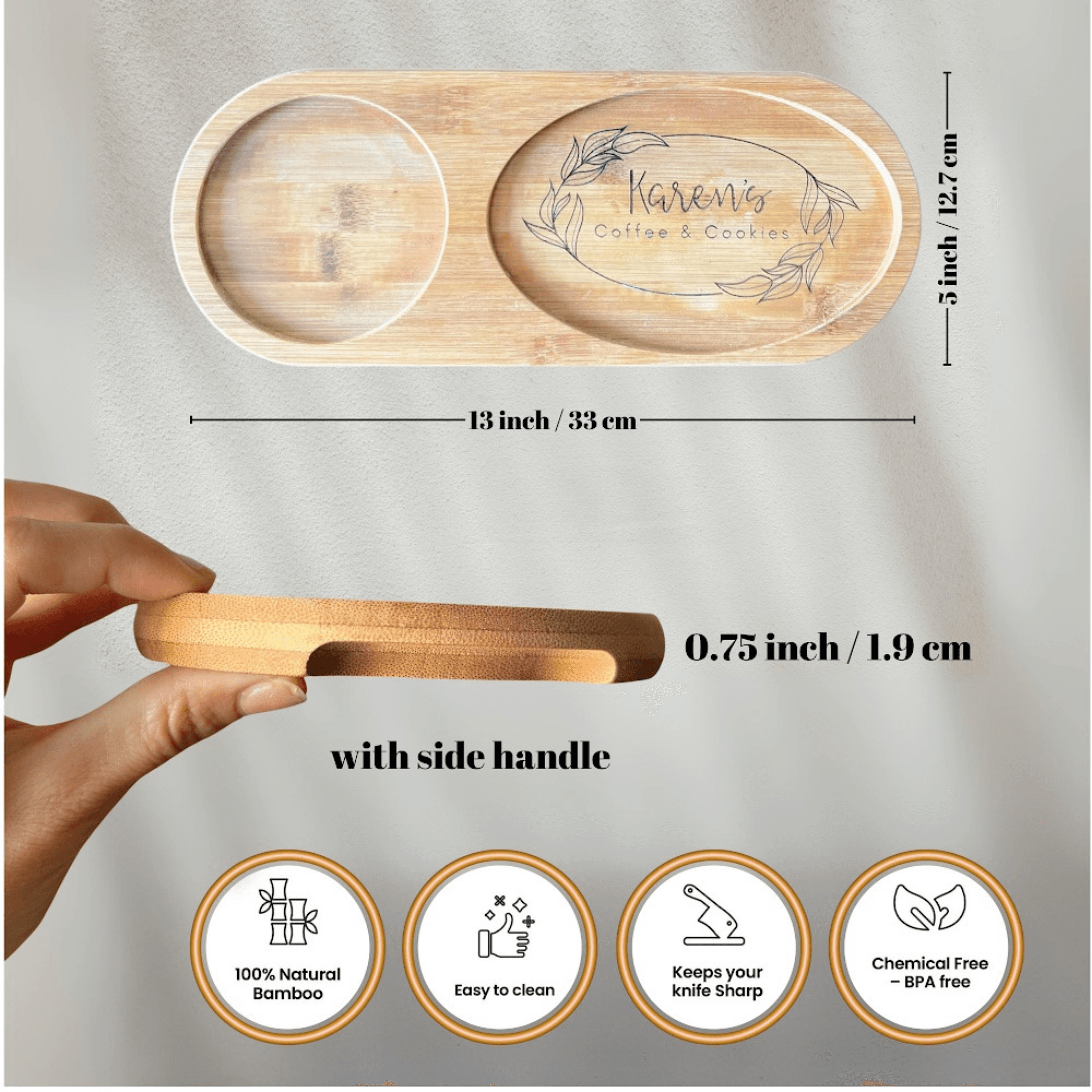 Customizable Bamboo Tea Coffee Serving Board  