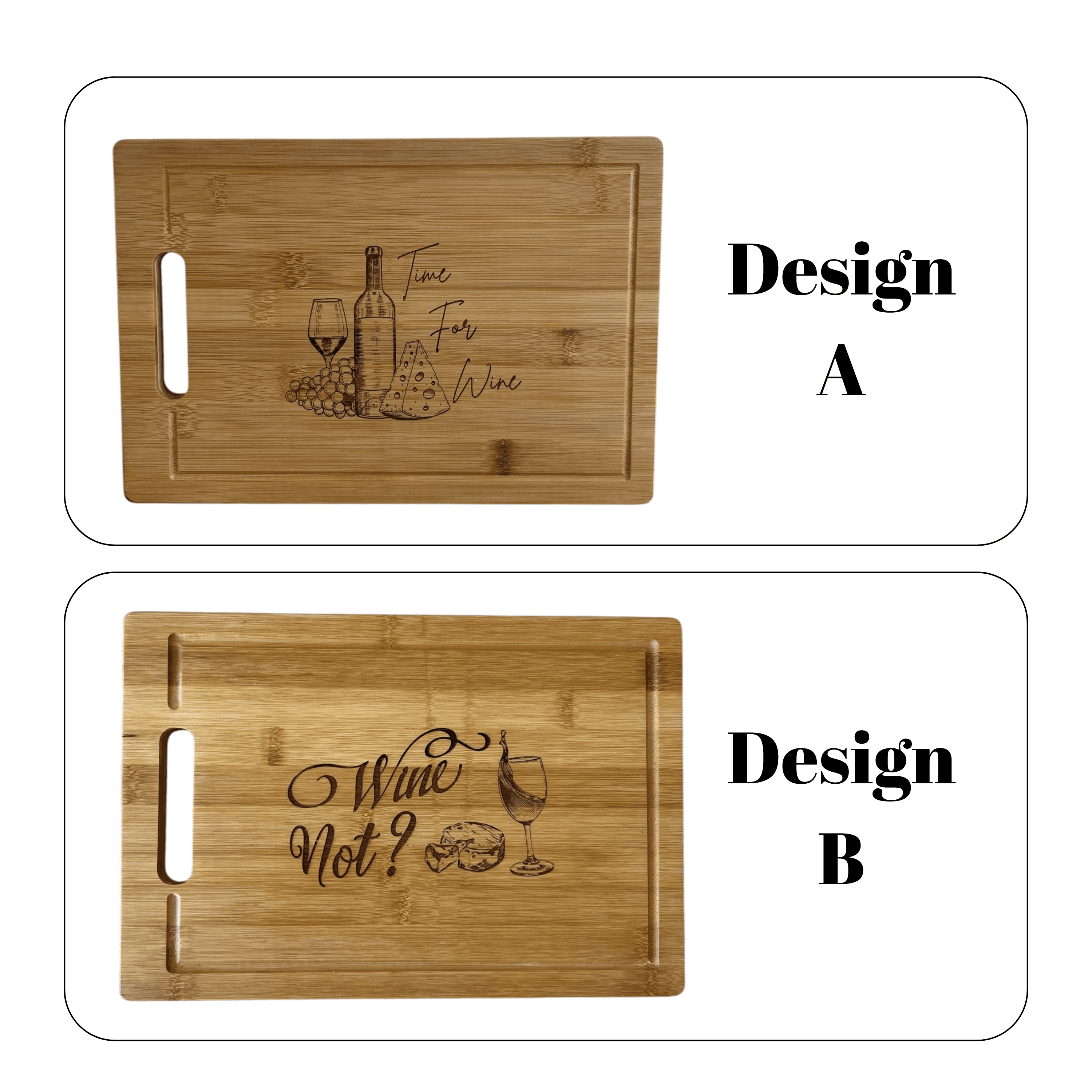 Bamboo Wine Serving Board – Laser-Engraved Cheese and Charcuterie Board / Bamboo Cutting Board