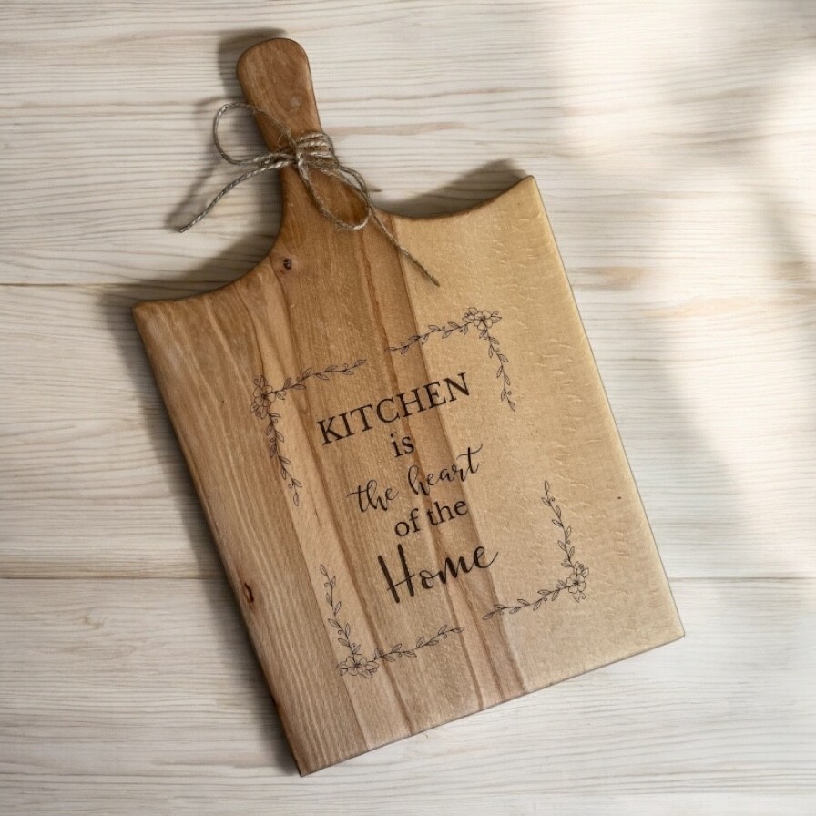 Laser Engraved Natural Beech Wood Cutting and Serving Board – Handmade, Decorative and Stylish Kitchen Accessory