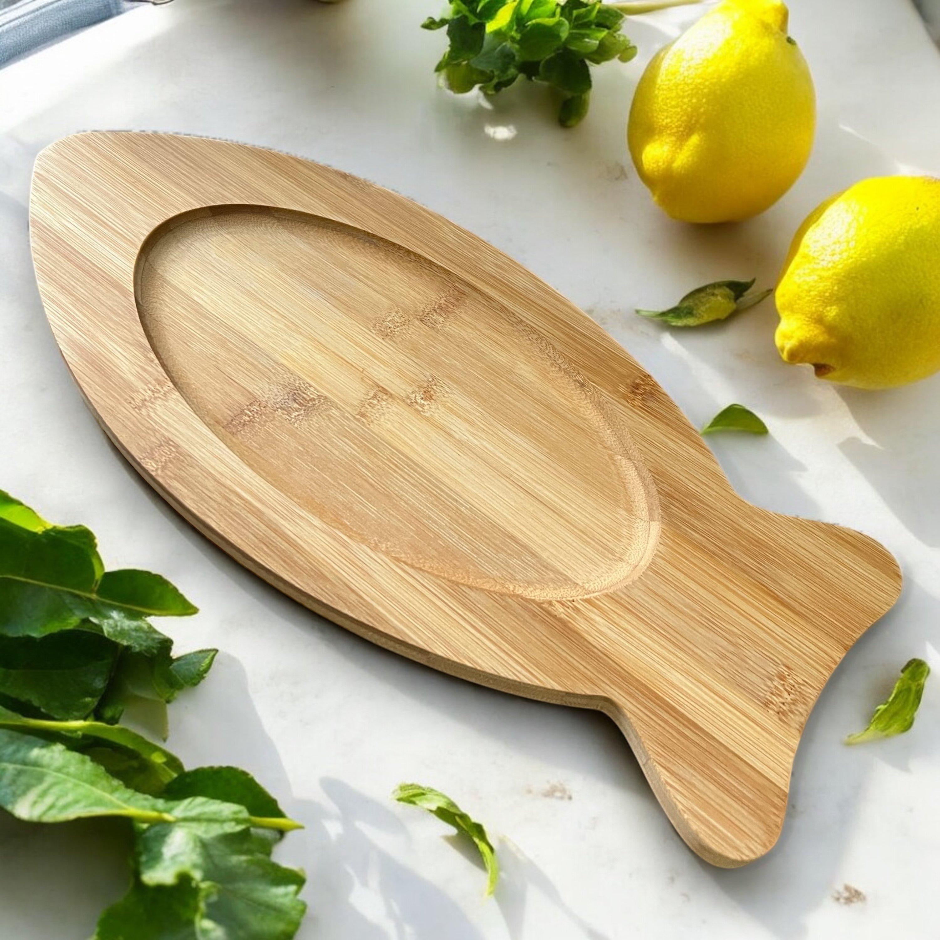 Handmade Bamboo Fish-Shaped Serving and Cutting Board – Elegant and Natural Serving Platter