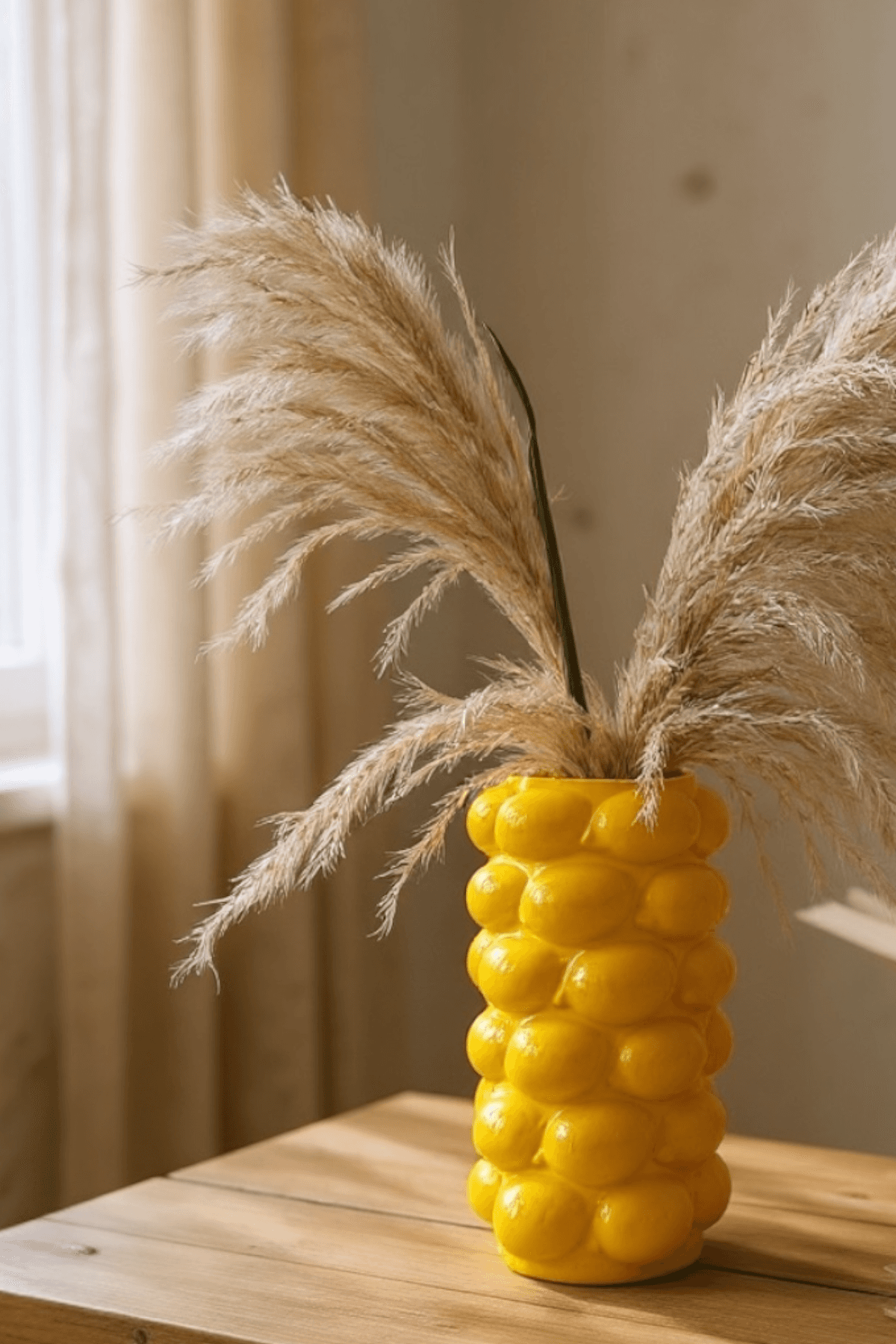 El Yapımı Limon Desenli Epoksi Kaplama Büyük Dekoratif Vazo 20 cm – Çiçeklik & Ev Süsü