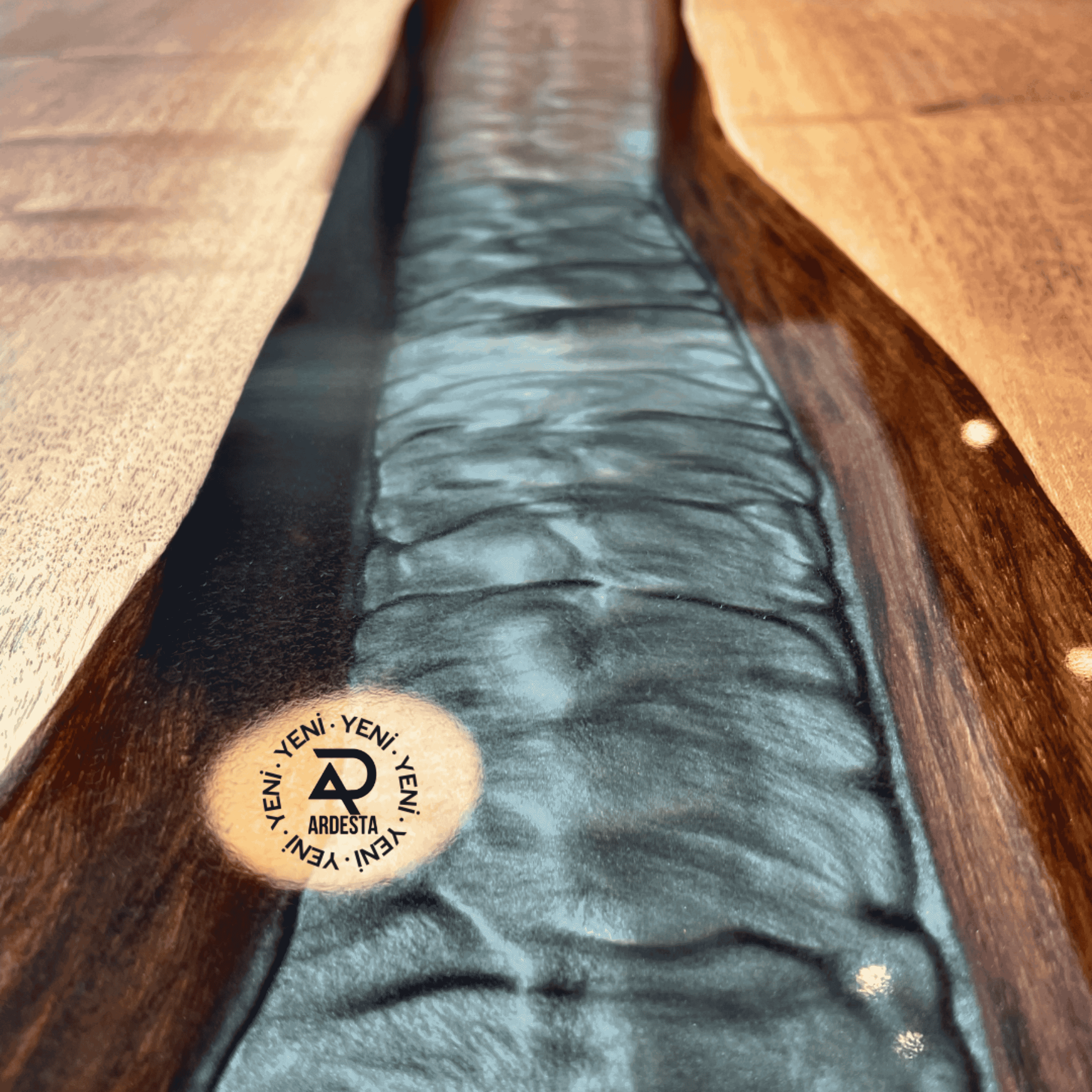 Walnut Wood Gray Epoxy River Table – Handmade Modern Dining Table & Luxury Interior Design