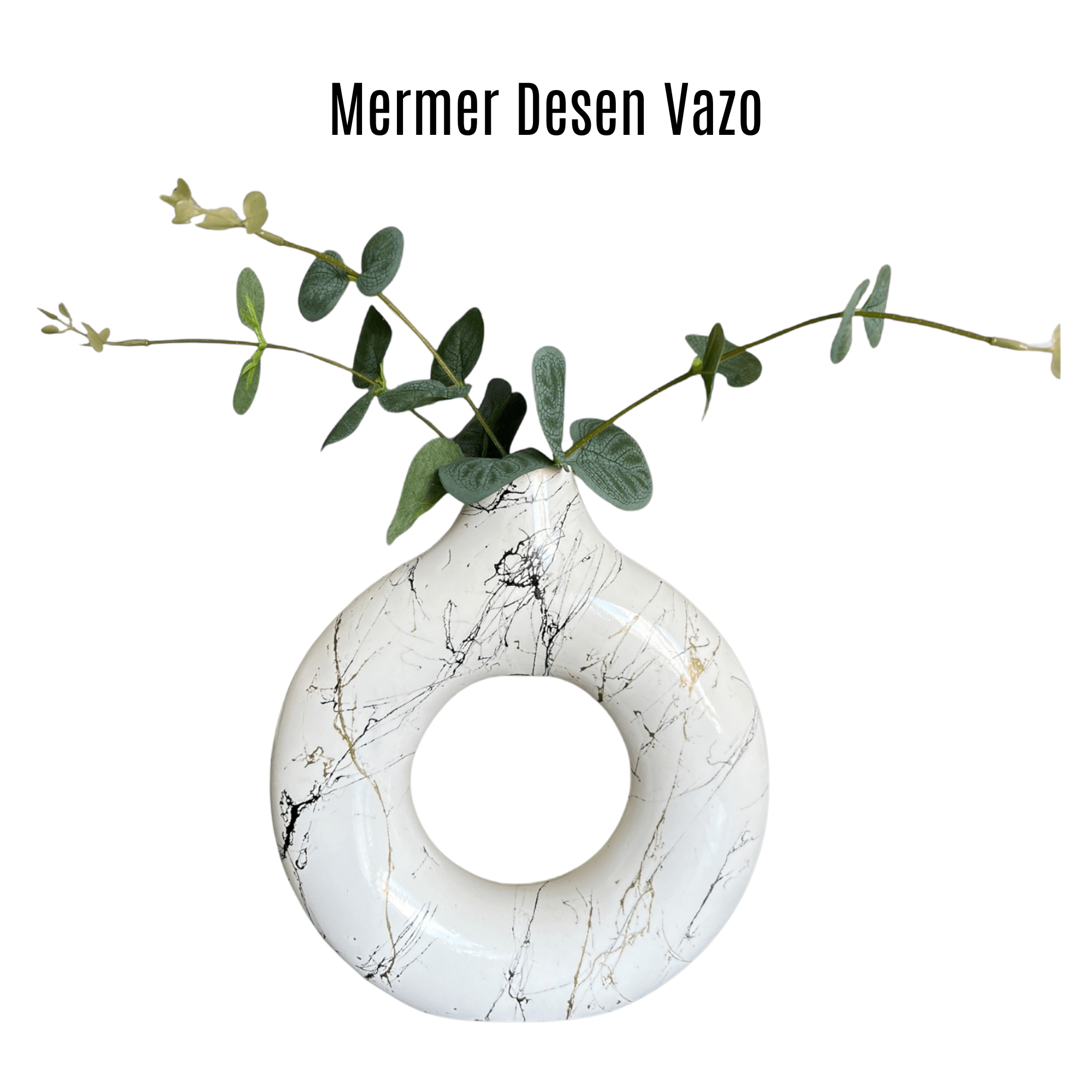 Mermer Desenli Vazo, Takı Sunum Tabağı ve Bardak Altlığı Seti | Modern Ev Dekoru ve Şık Hediye Seçeneği