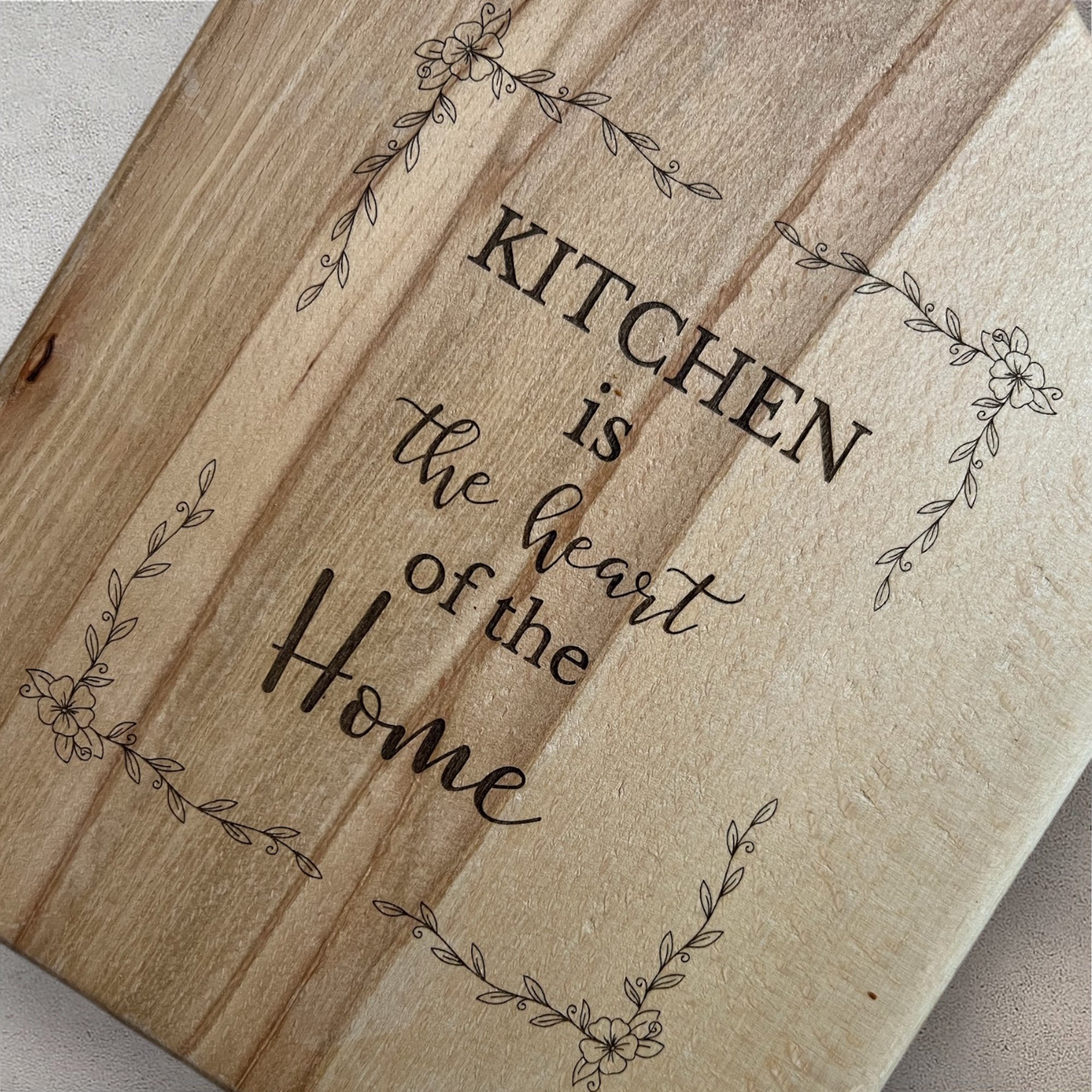 Laser Engraved Natural Beech Wood Cutting and Serving Board – Handmade, Decorative and Stylish Kitchen Accessory