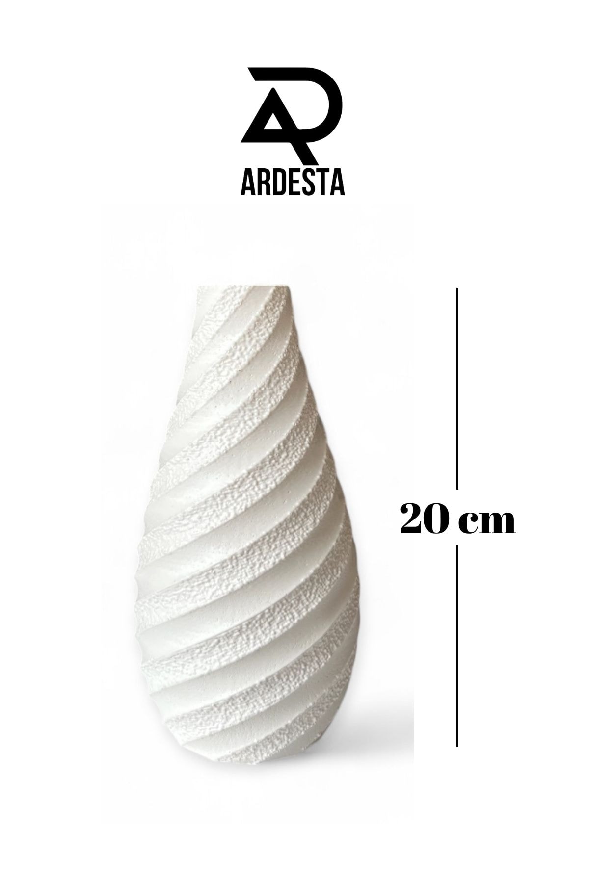 El Yapımı Spiral Desenli Parlak Vernikli Taş Tozu İskandinav Dekoratif Vazo 20 cm