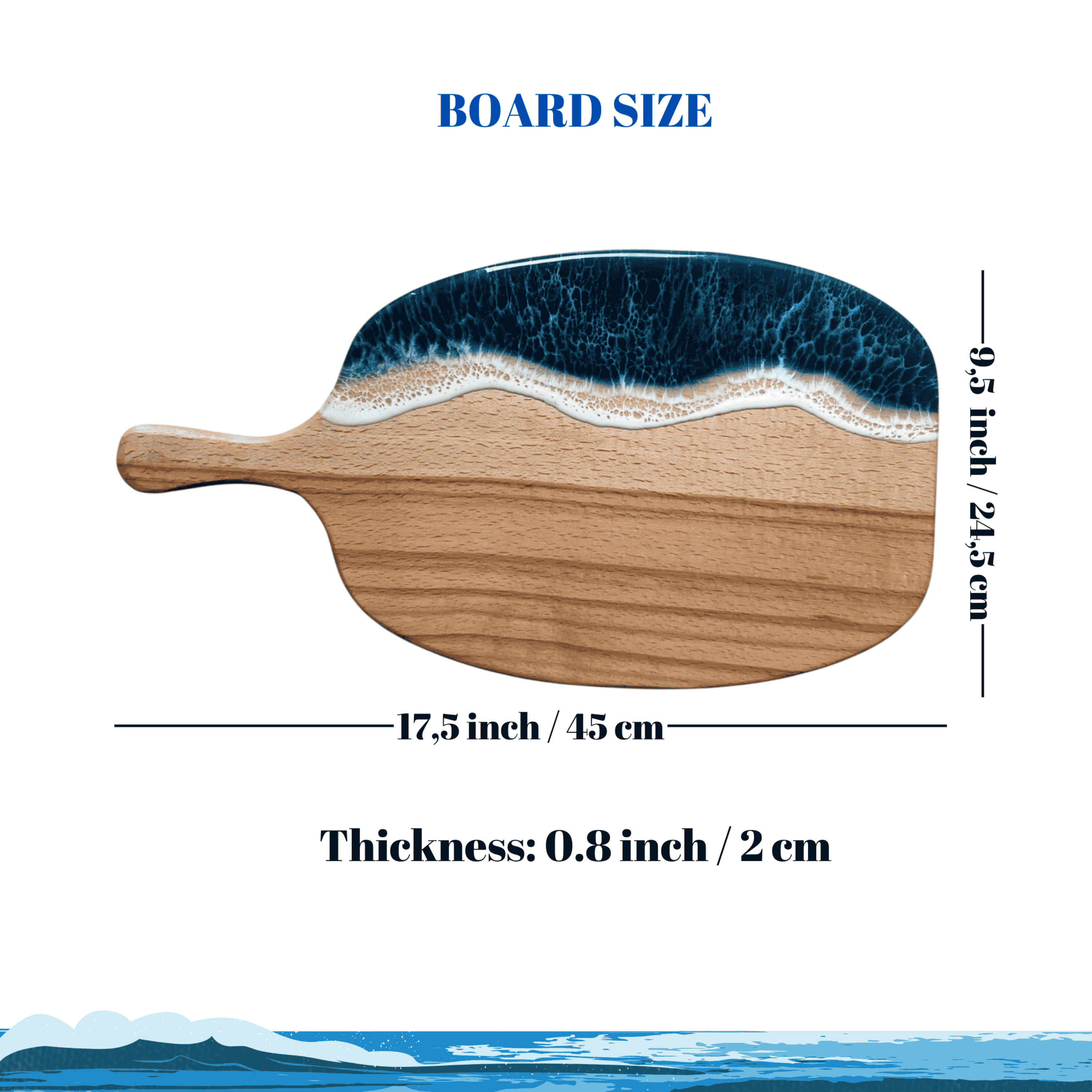 Handcrafted Beech Wood Oval Epoxy Wave Pattern Serving Board – A Chic and Natural Touch for the Kitchen  