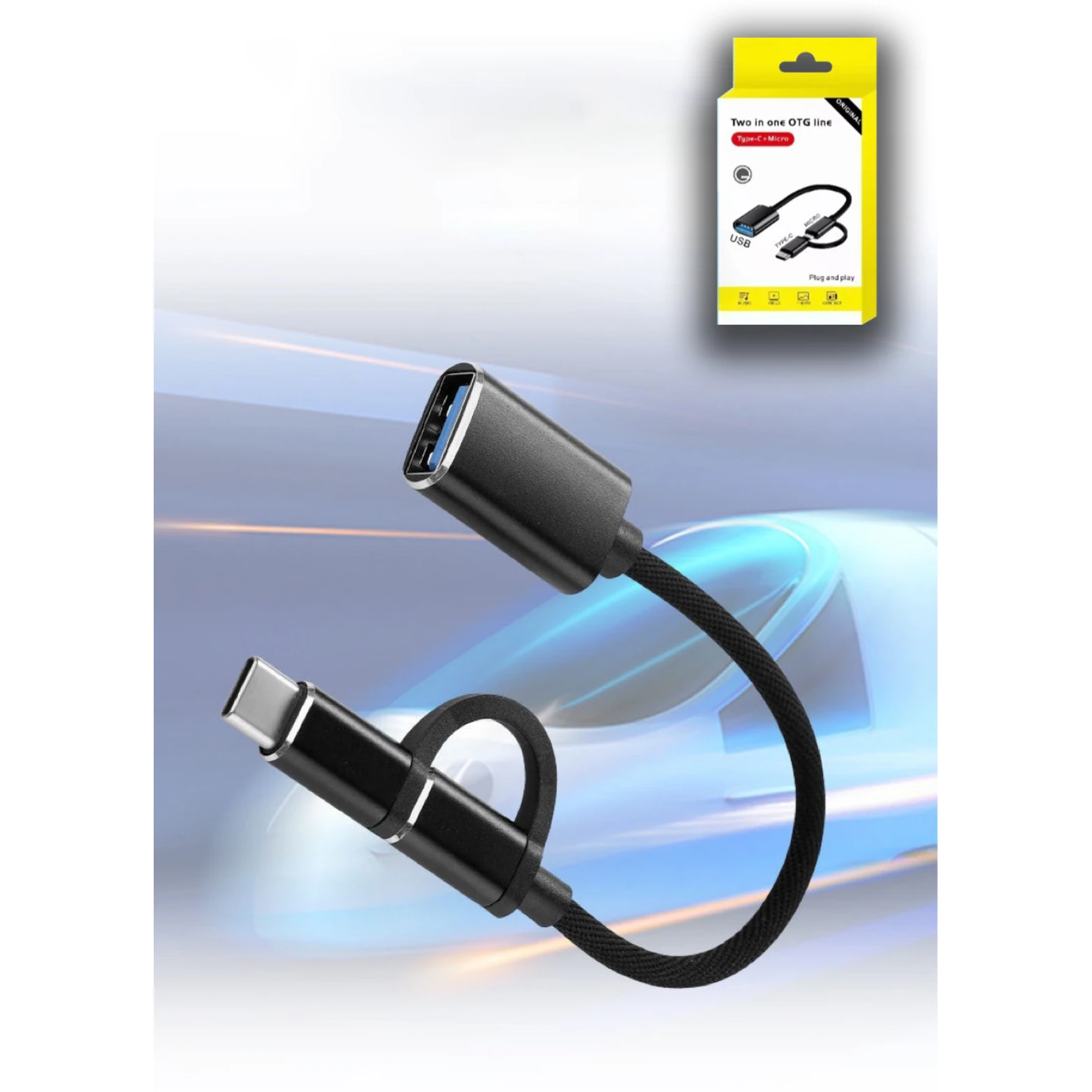 2in1 OTG Dönüştürücü Kablo – Type-C + Micro USB