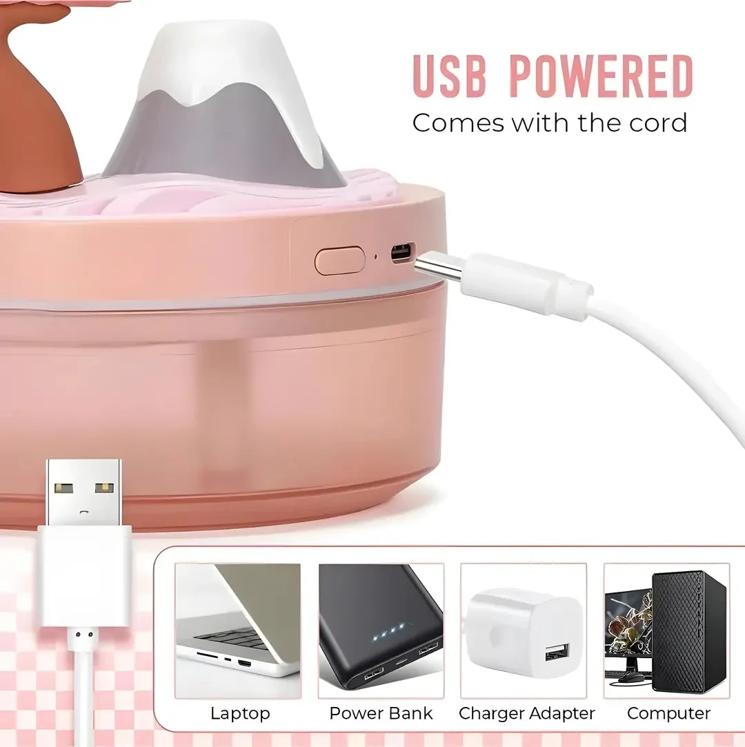 Manzara Görünümlü Hava Nemlendirici – 260 ml Su Haznesi + 7 Renk LED Gece Lambası + Çift Mod Püskürtme