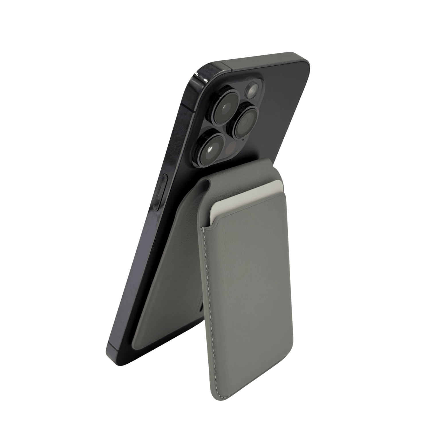 iPhone Uyumlu MagSafe Katlanabilir Deri Cüzdan & Telefon Standı – 4 Kart Kapasiteli - Titanyum