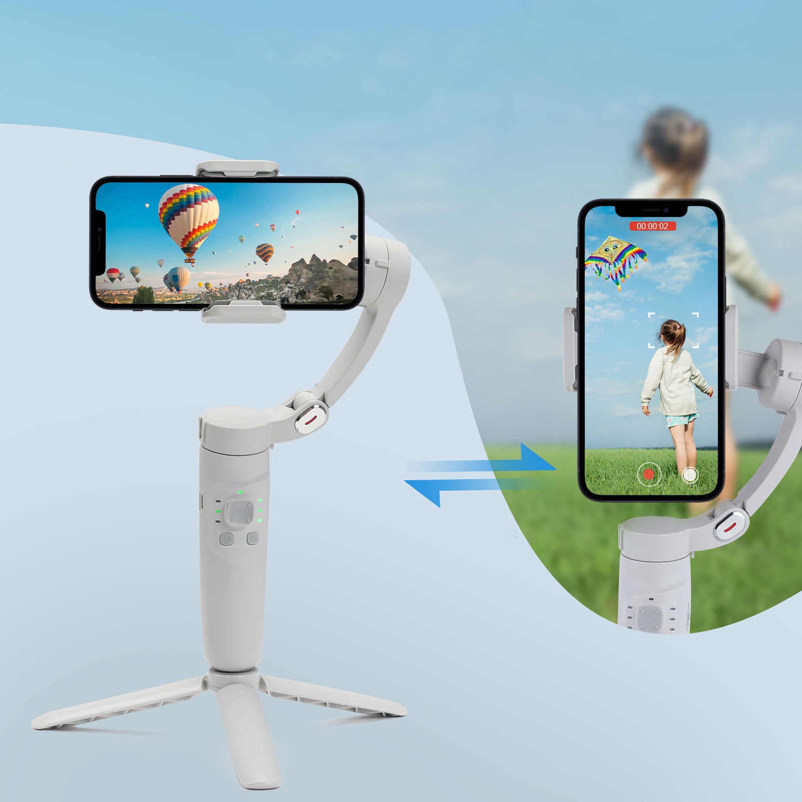 Gimbal Stabilizer – 3 Eksenli Akıllı Telefon Gimbal | Titreşimsiz Akıcı Video Çekimi, 360° Dönüş & Uzun Pil Ömrü