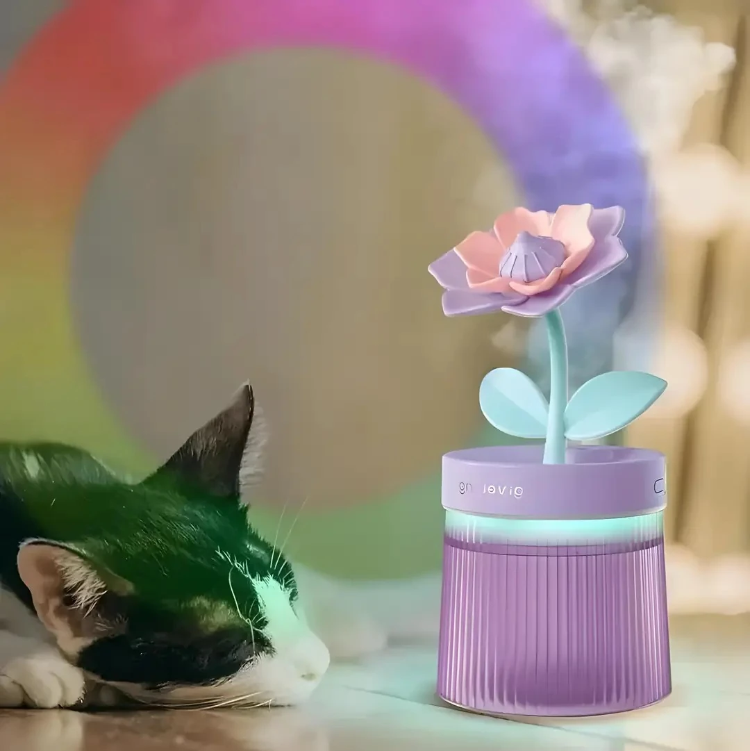 Hava Nemlendirici – 260 ml Su Haznesi + 7 Renk Gece Lambası + Çift Mod Püskürtme