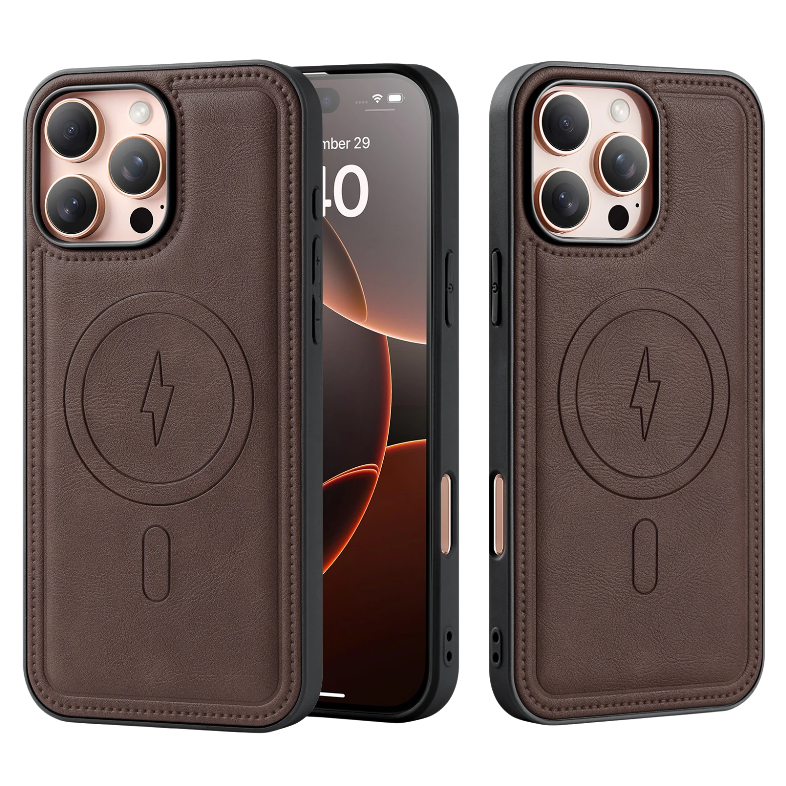 iPhone Uyumlu - Deri Magsafe Kapak – Klasik Deri Görünüm + Güçlü Magsafe Uyumu