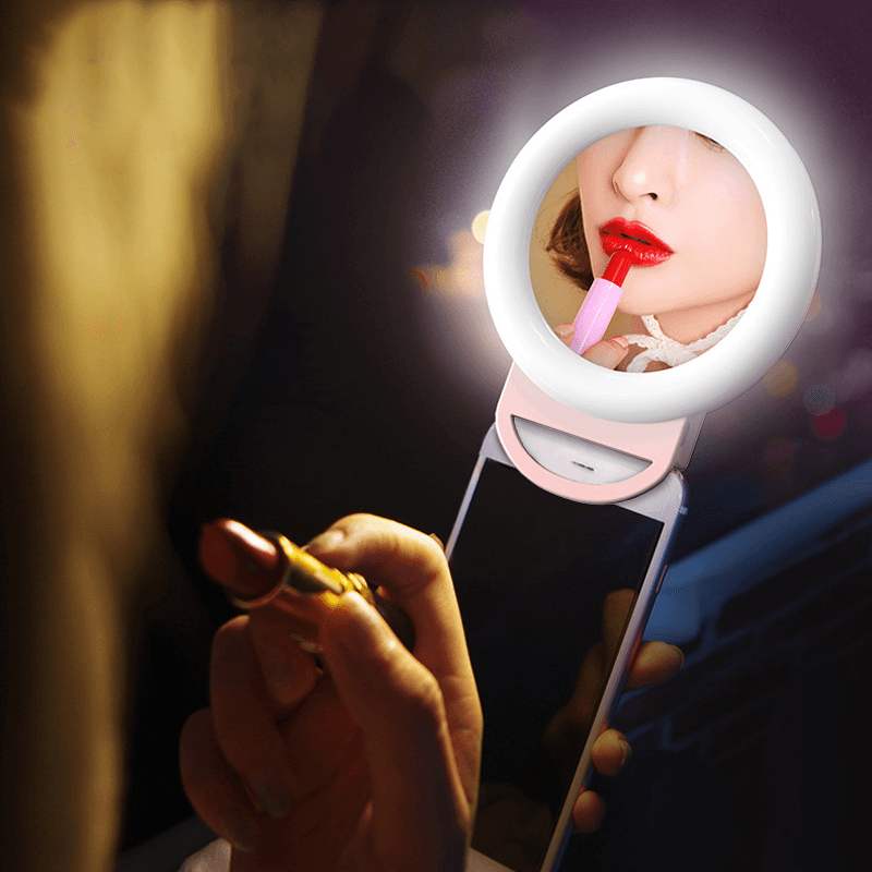 Klipsli LED Işıklı Makyaj Aynası – Selfie ve Vlog Işığı