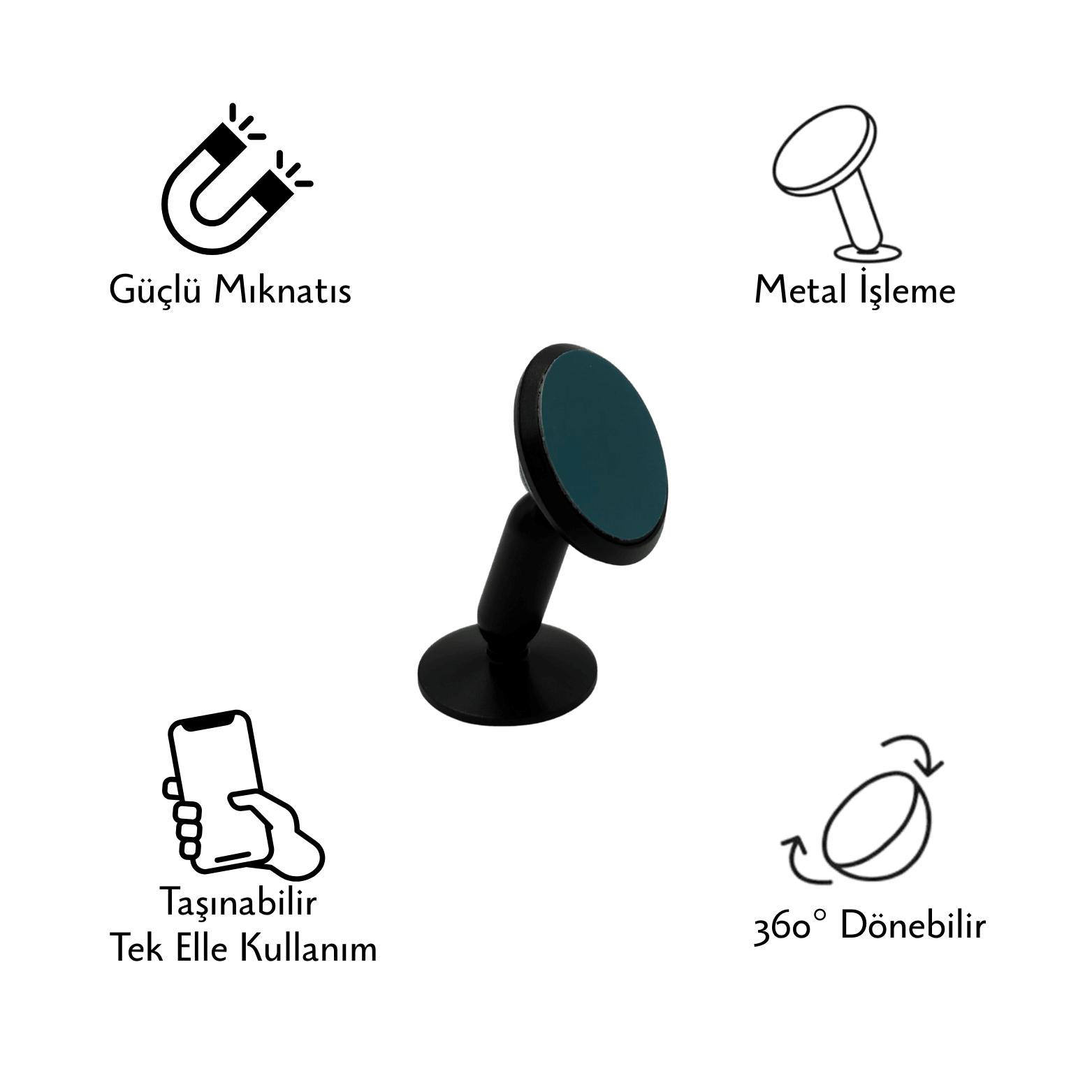 Manyetik Araç Telefon Tutacağı | 360° Ayarlı, Güçlü 4x Mıknatıs