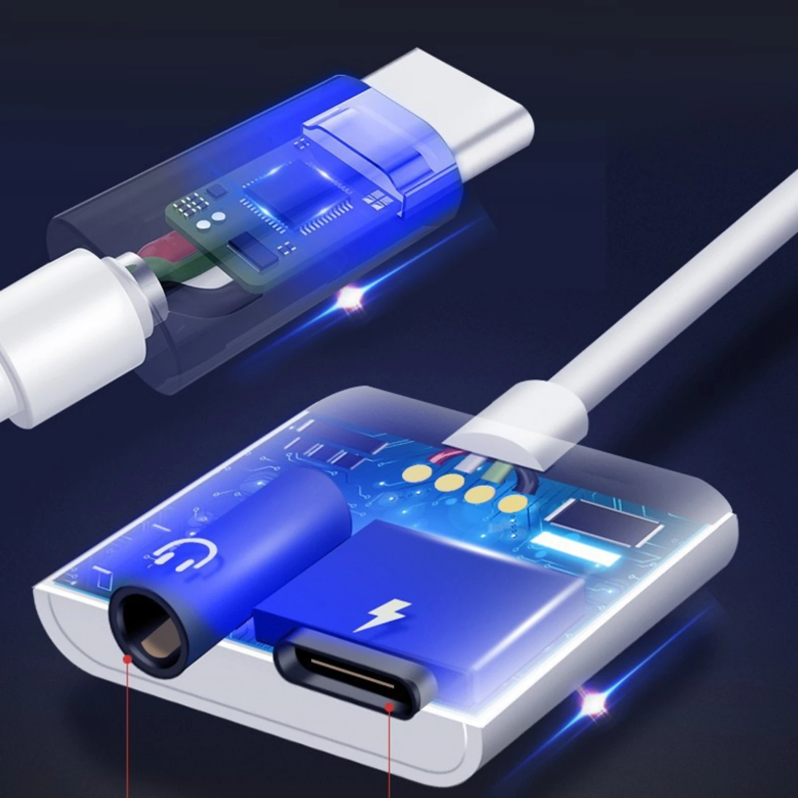 Type-C to 3.5mm AUX + Type-C Şarj Dönüştürücü Çoklayıcı