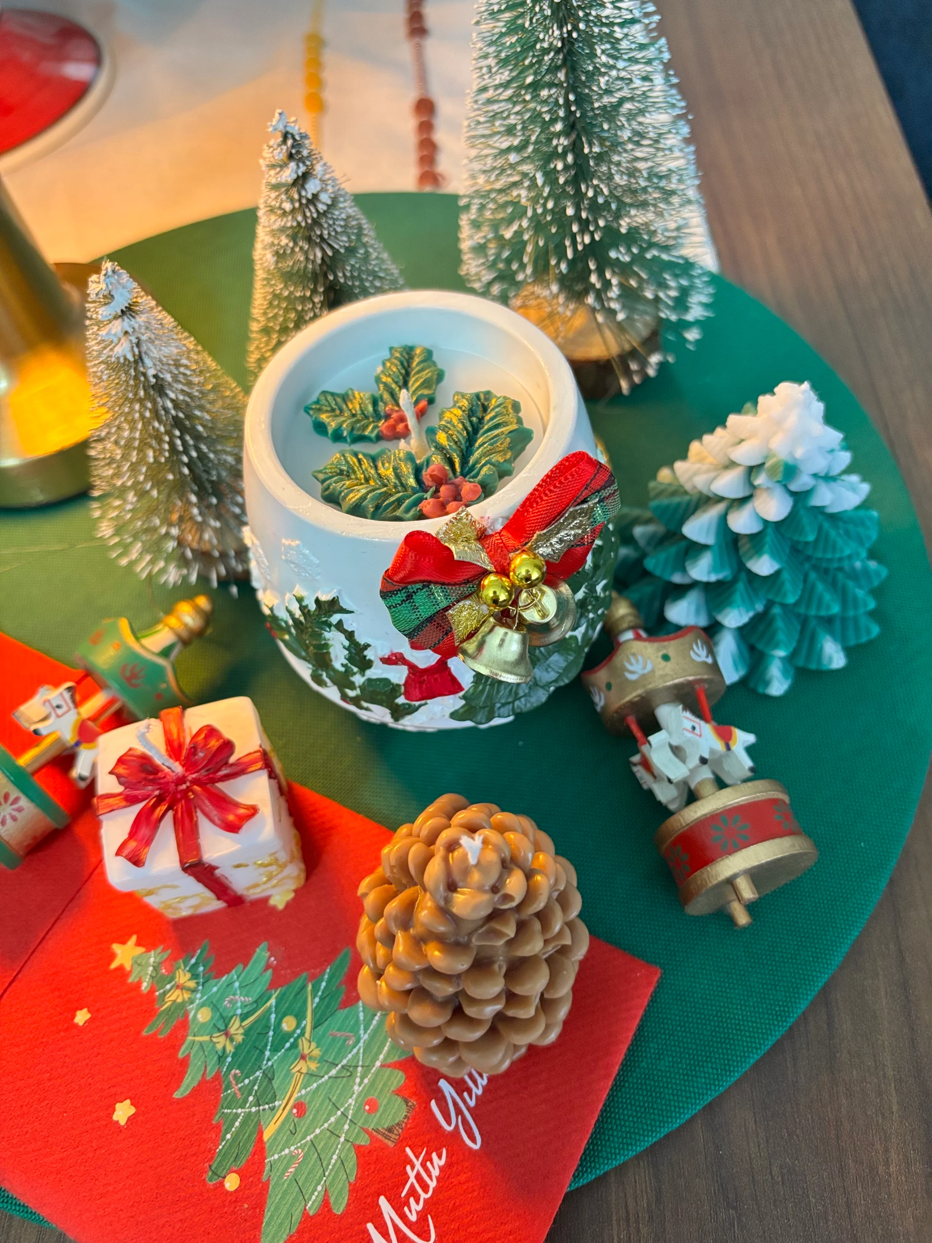 🌟 Yılbaşı Rüyası El Yapımı Mum Seti (4 Parça Özel Koleksiyon) 🎁