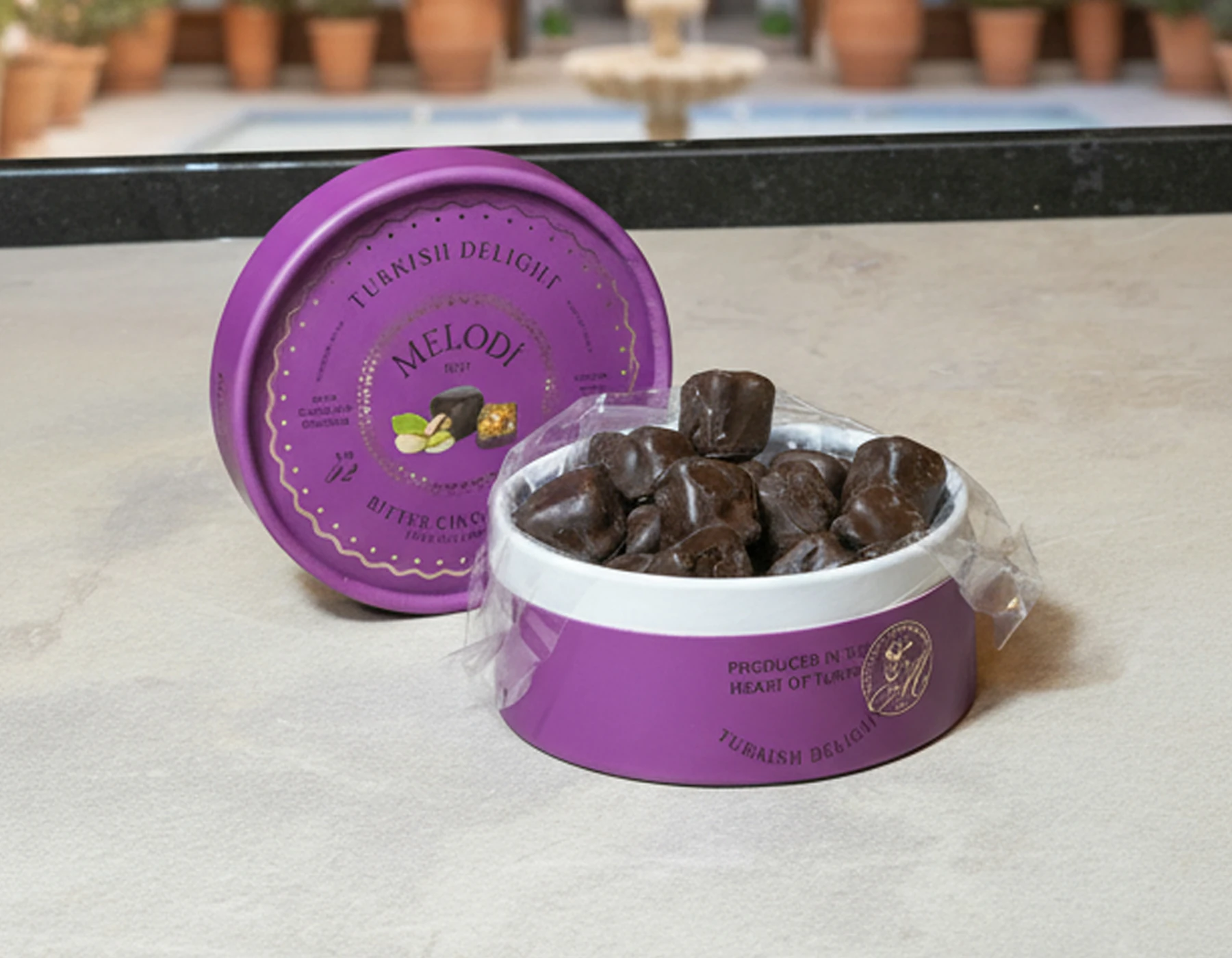 Bitter Çikolatalı Fıstıklı Türk Lokumu