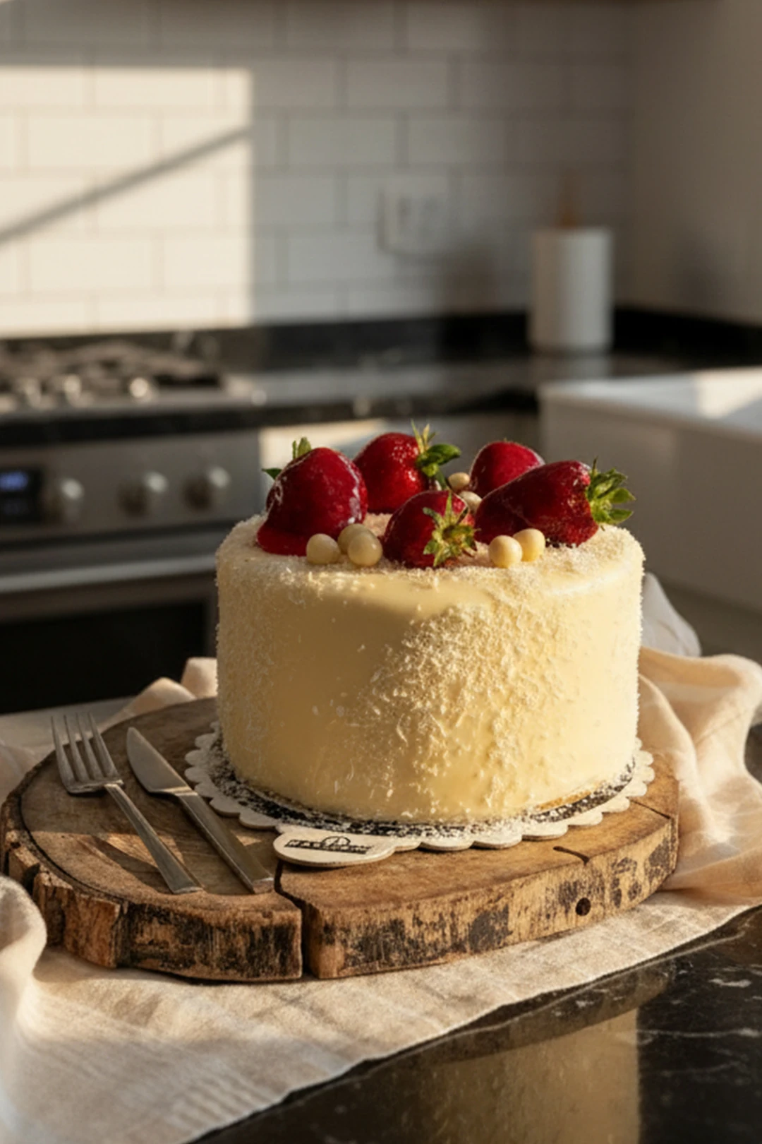 Hindistan Cevizi Çilekli Pasta