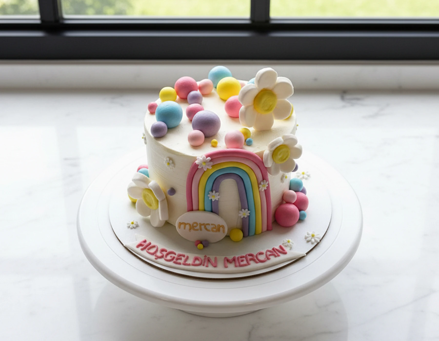 Pastel Gökkuşağı Hoşgeldin Pastası