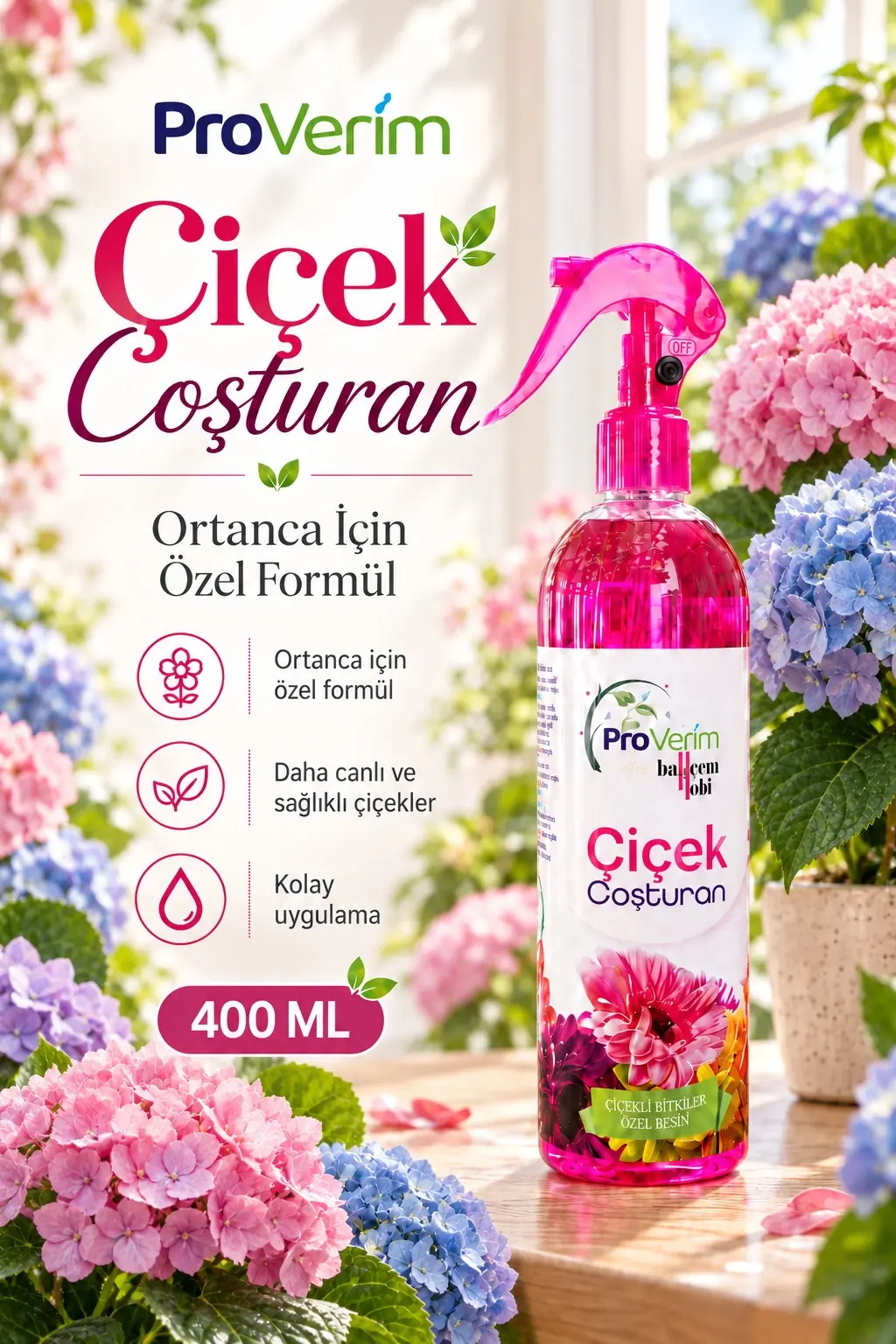 Ortanca için Bitki Besini Sprey 400 ml – Proverim Çiçek Coşturan